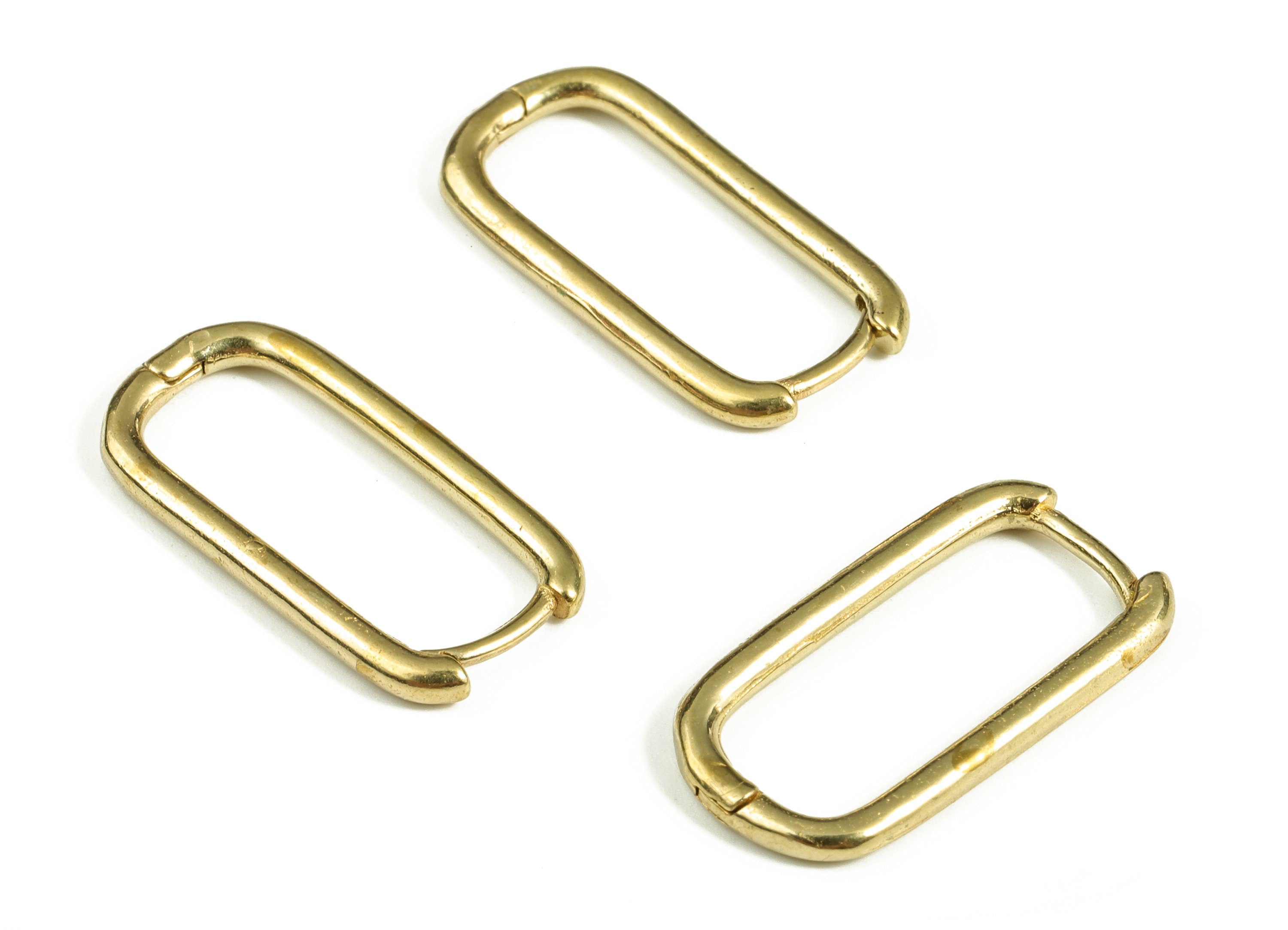 Rectangle Huggies Hoop Earrings – Rectangle Hoop – Plain Hoop Huggies - Brass Hoop Earrings – Jewelry Supplies - 22.1×11.08×1.88mm - PP4122 - DOMEDBAZAAR