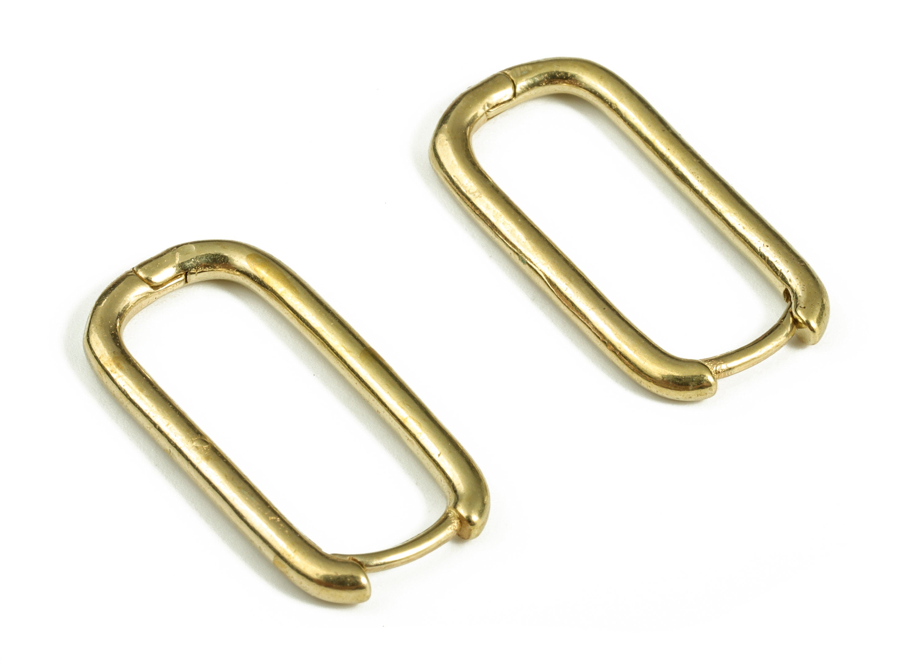 Rectangle Huggies Hoop Earrings – Rectangle Hoop – Plain Hoop Huggies - Brass Hoop Earrings – Jewelry Supplies - 22.1×11.08×1.88mm - PP4122 - DOMEDBAZAAR