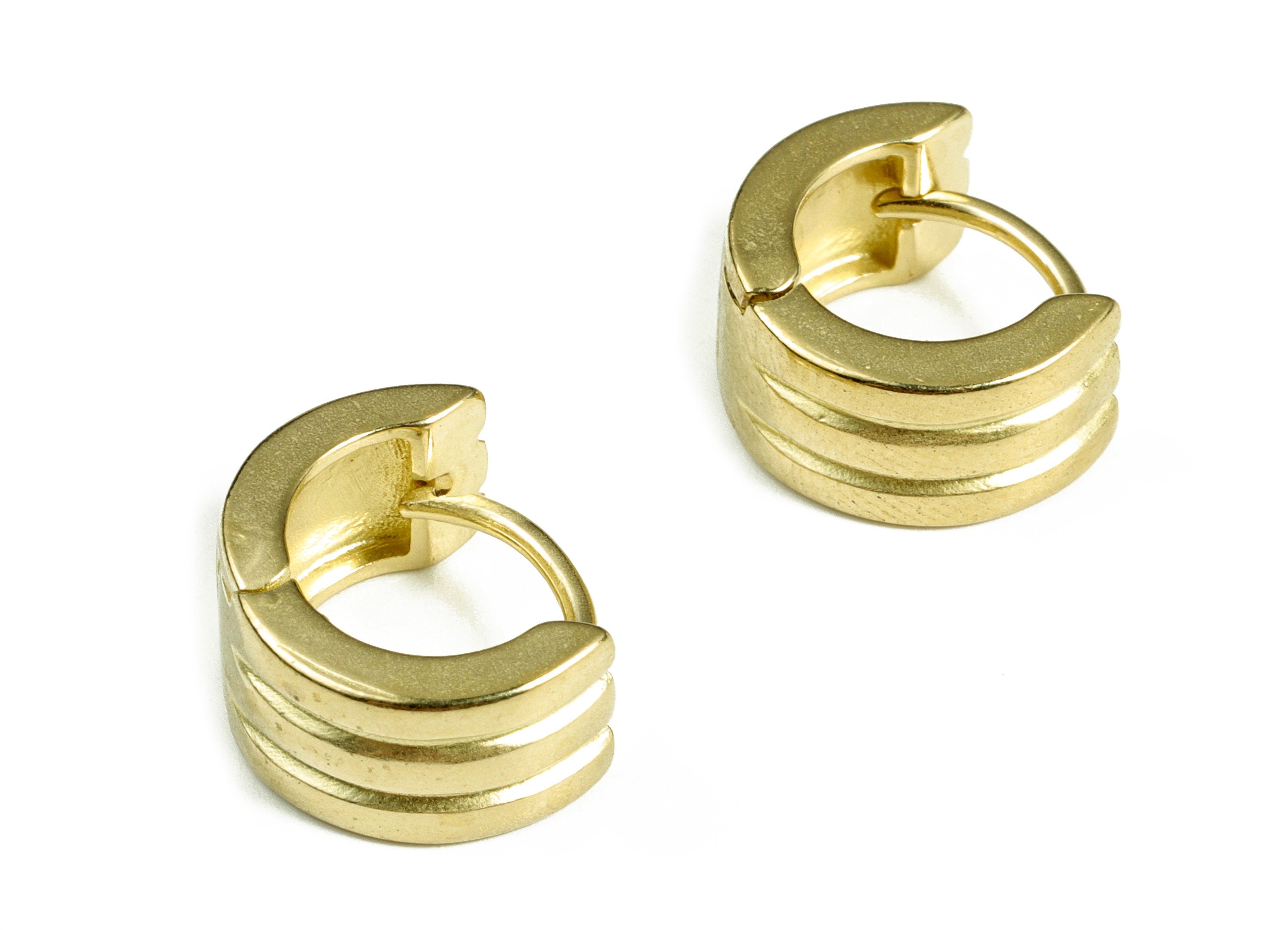 Brass Huggies Hoop Earrings – Minimalist Earrings – Thick Brass Shiny Hoop Earrings – Jewelry Supplies - 14.01×12.39×2.36mm - PP4124 - DOMEDBAZAAR