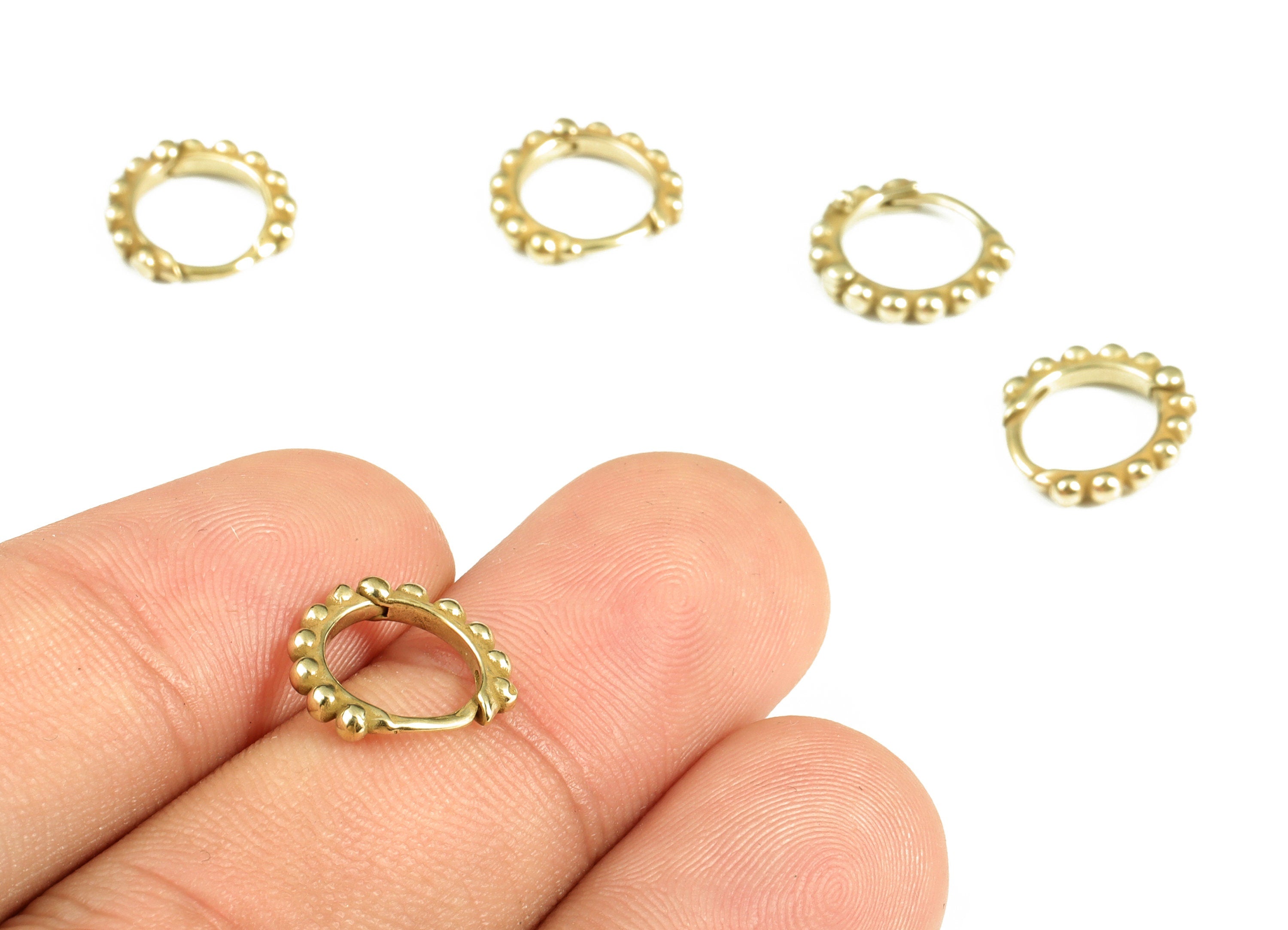 Dainty Beaded Round Hoop Earring – Brass Hoop Small Earrings – Beaded Circle Hoop Earrings – Jewelry Supply - 11.47×11.1×1.83mm - PP4135 - DOMEDBAZAAR