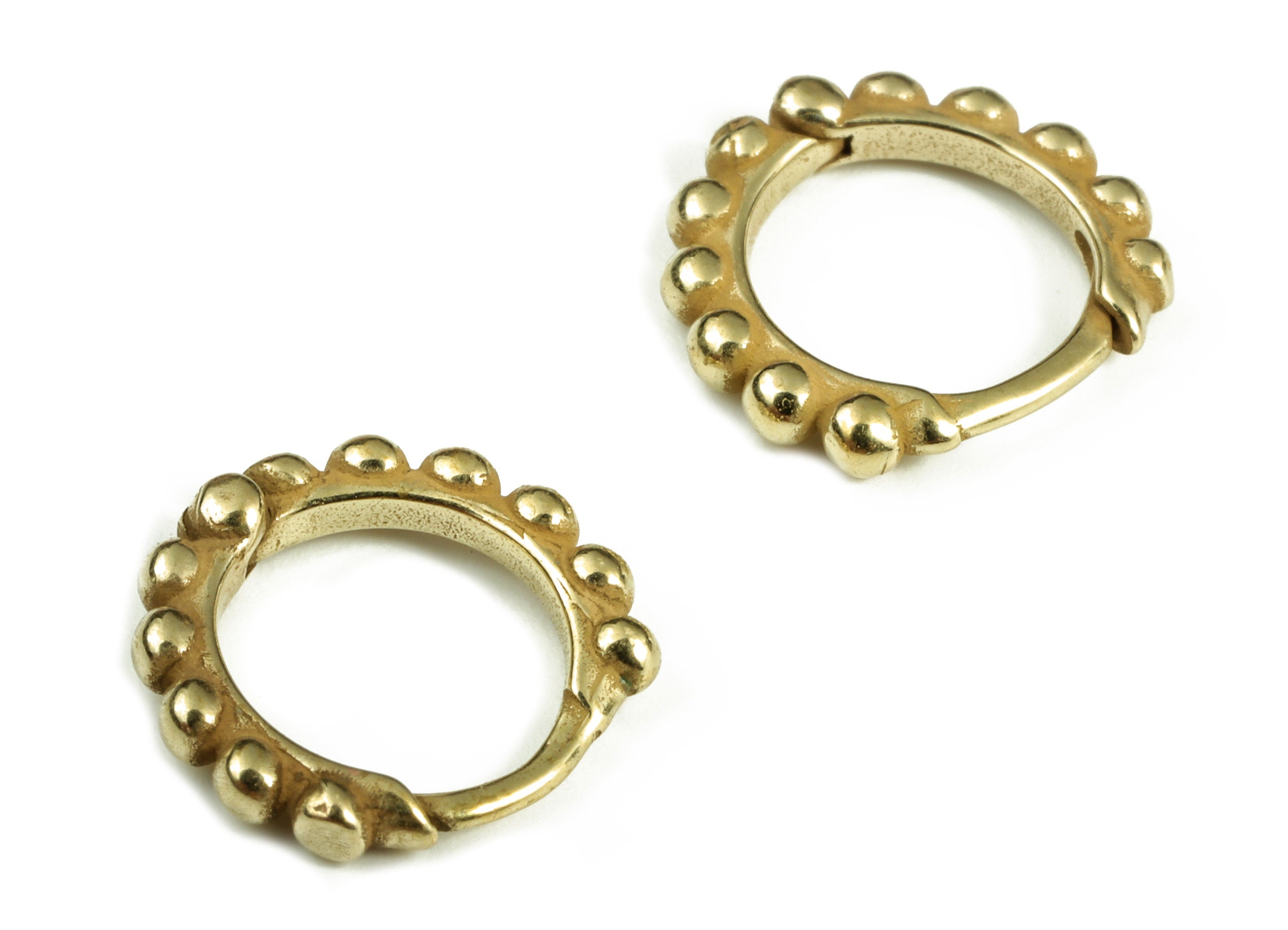 Dainty Beaded Round Hoop Earring – Brass Hoop Small Earrings – Beaded Circle Hoop Earrings – Jewelry Supply - 11.47×11.1×1.83mm - PP4135 - DOMEDBAZAAR