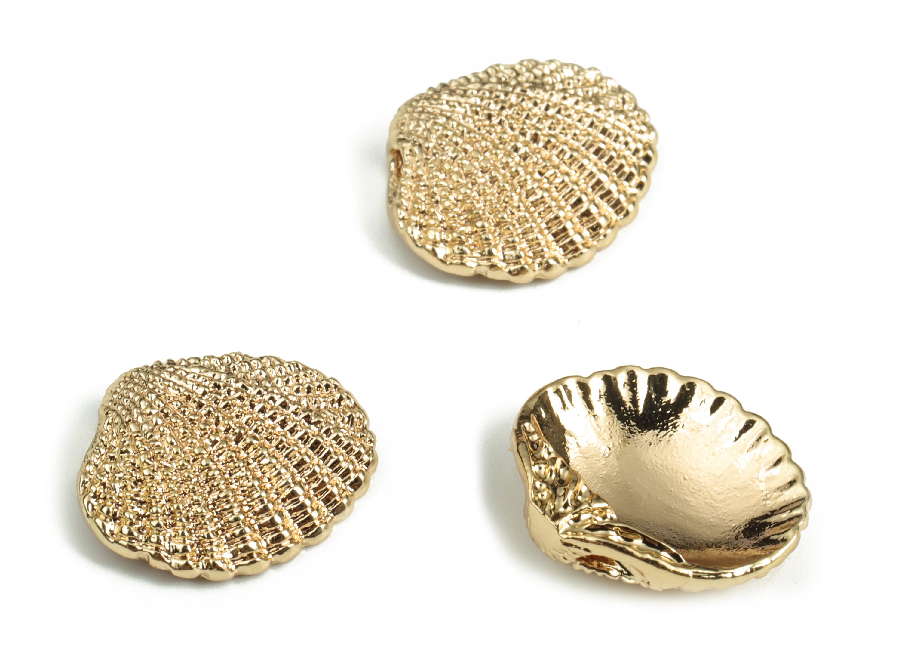 Brass Shell Earring Charms – Shell Charms - Gold Shell Pendant - 18K Real Gold Plated Brass - Jewelry Making Supplies - 13x11x1.5mm -RGP3171 - DOMEDBAZAAR