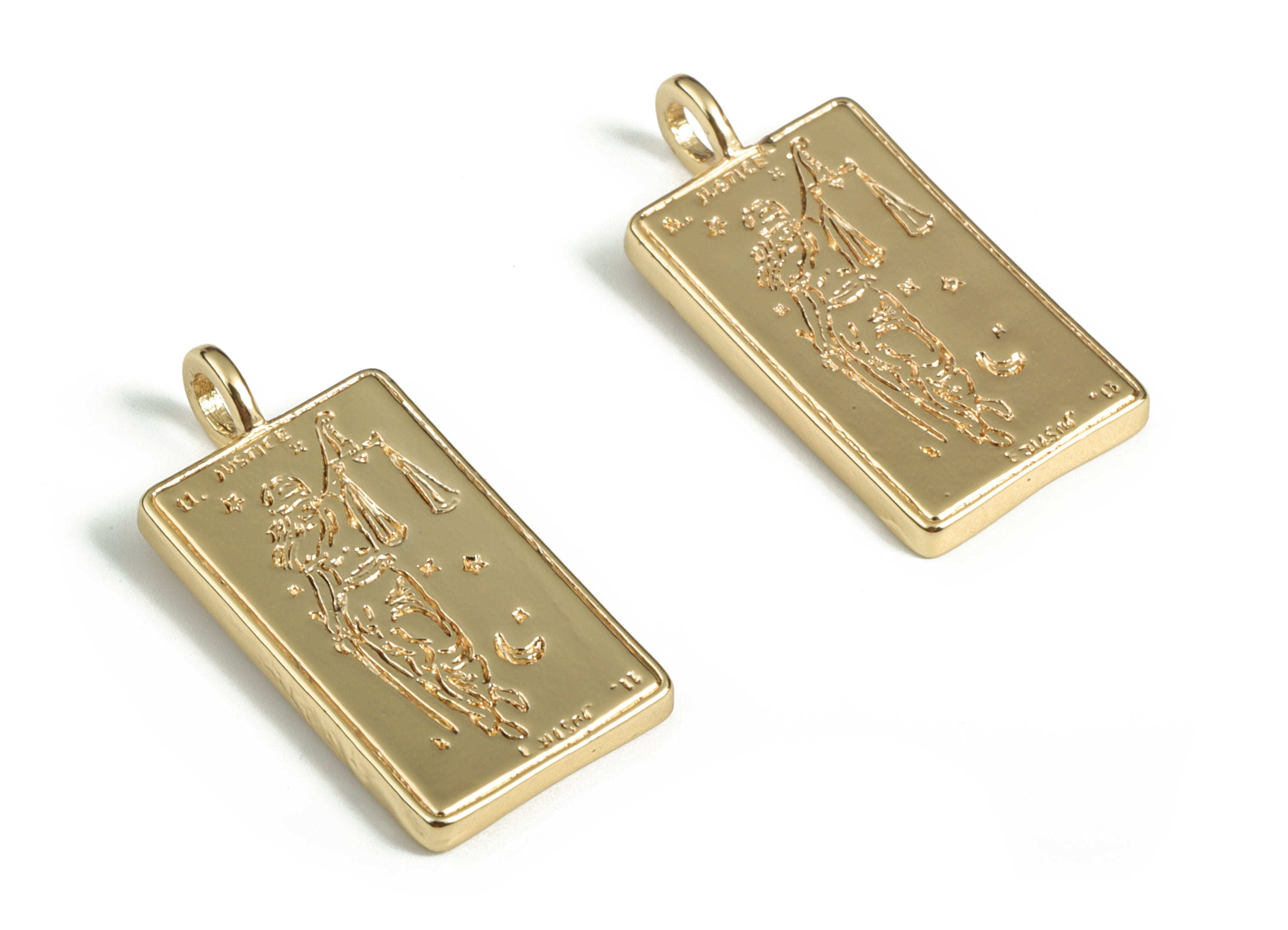 Brass Rectangle Saint Earring Charms - Gold Rectangle Saint Pendant - 18K Real Gold Plated Brass – Jewelry Supplies - 25x12x1.9mm - RGP3062 - DOMEDBAZAAR