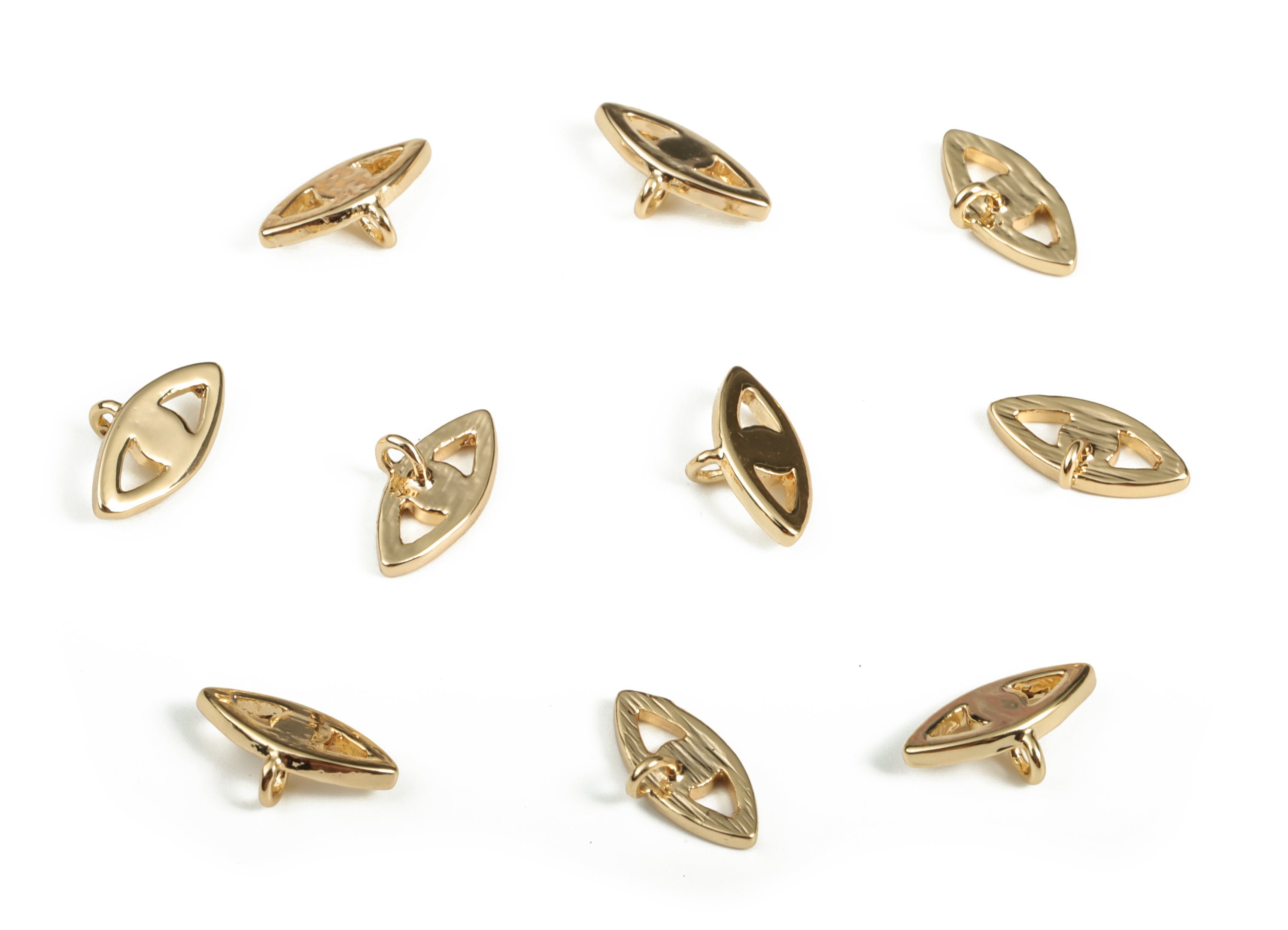 Brass Eye Earring Charms - Gold Eye Pendant - 18K Real Gold Plated Brass - Jewelry Making Supplies - 9.71x5.1x1.12mm - RGP3103 - DOMEDBAZAAR