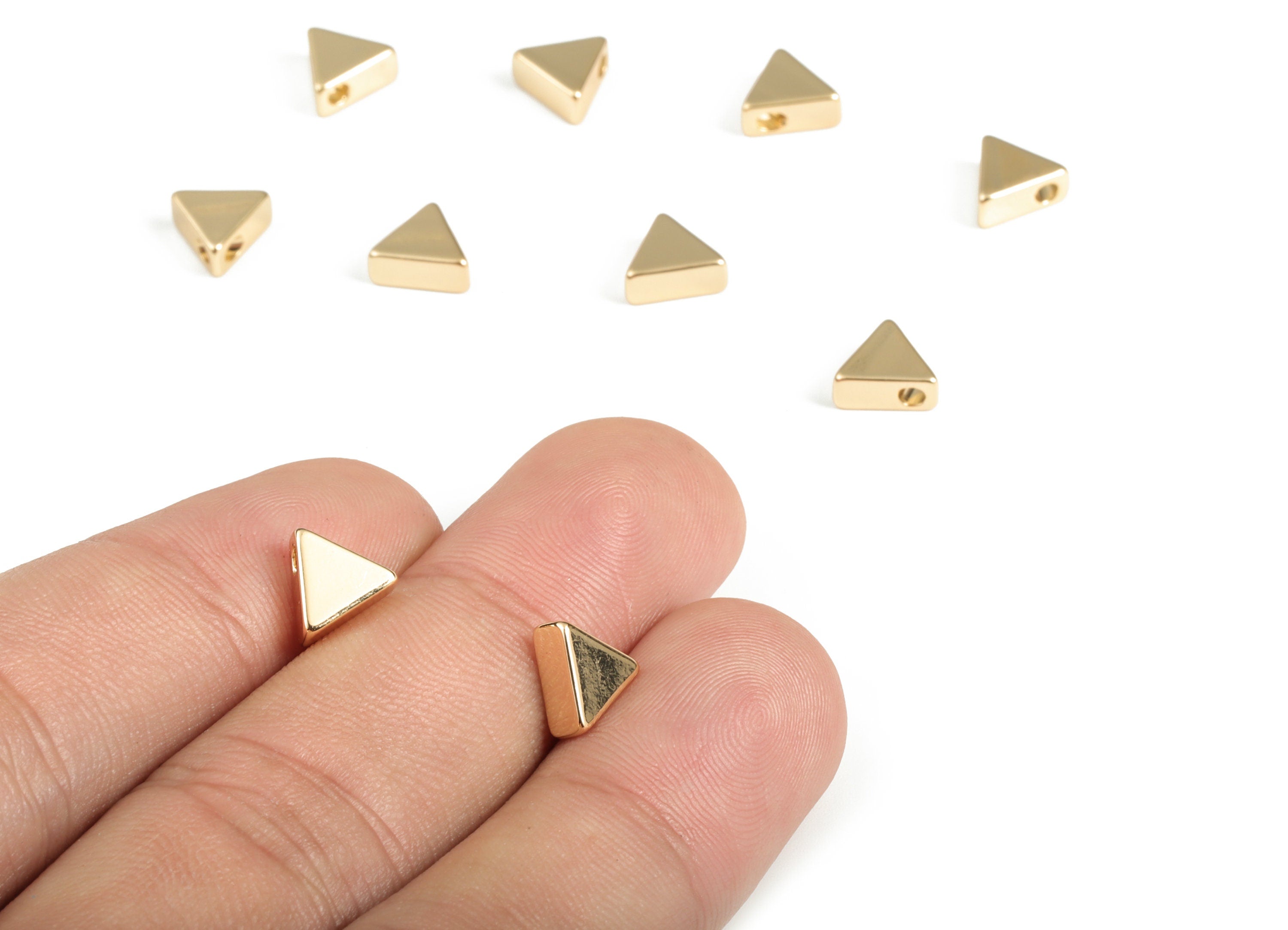 Triangle Spacer Beads - Brass Triangle Charm - Triangle Pendant - 18K Real Gold Plated Brass - Jewelry Supplies - 7.68x6.77x3.28mm - RGP3154 - DOMEDBAZAAR