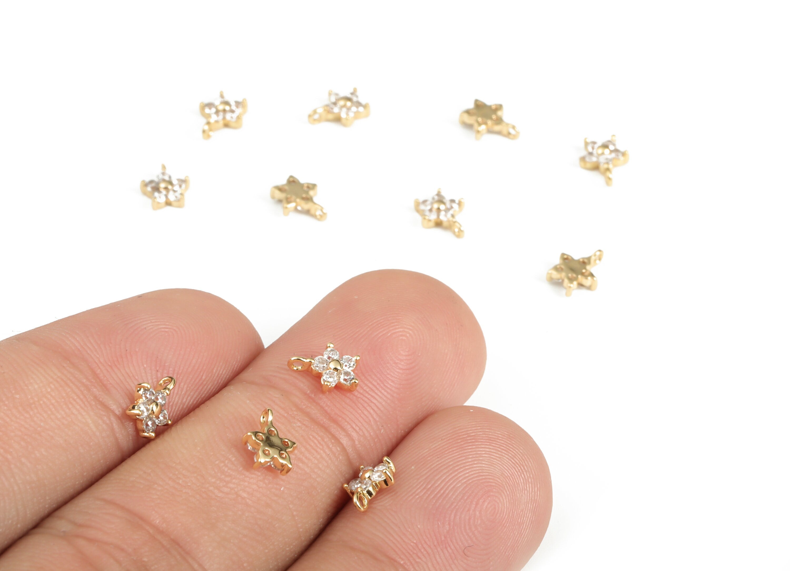Polished Gold Plated Tiny Flower Charm - Flower Charm - Jewelry Making Supplies - 18K Real Gold Plated Brass - 6.66x5.24x1.76mm - RGP3060 - DOMEDBAZAAR