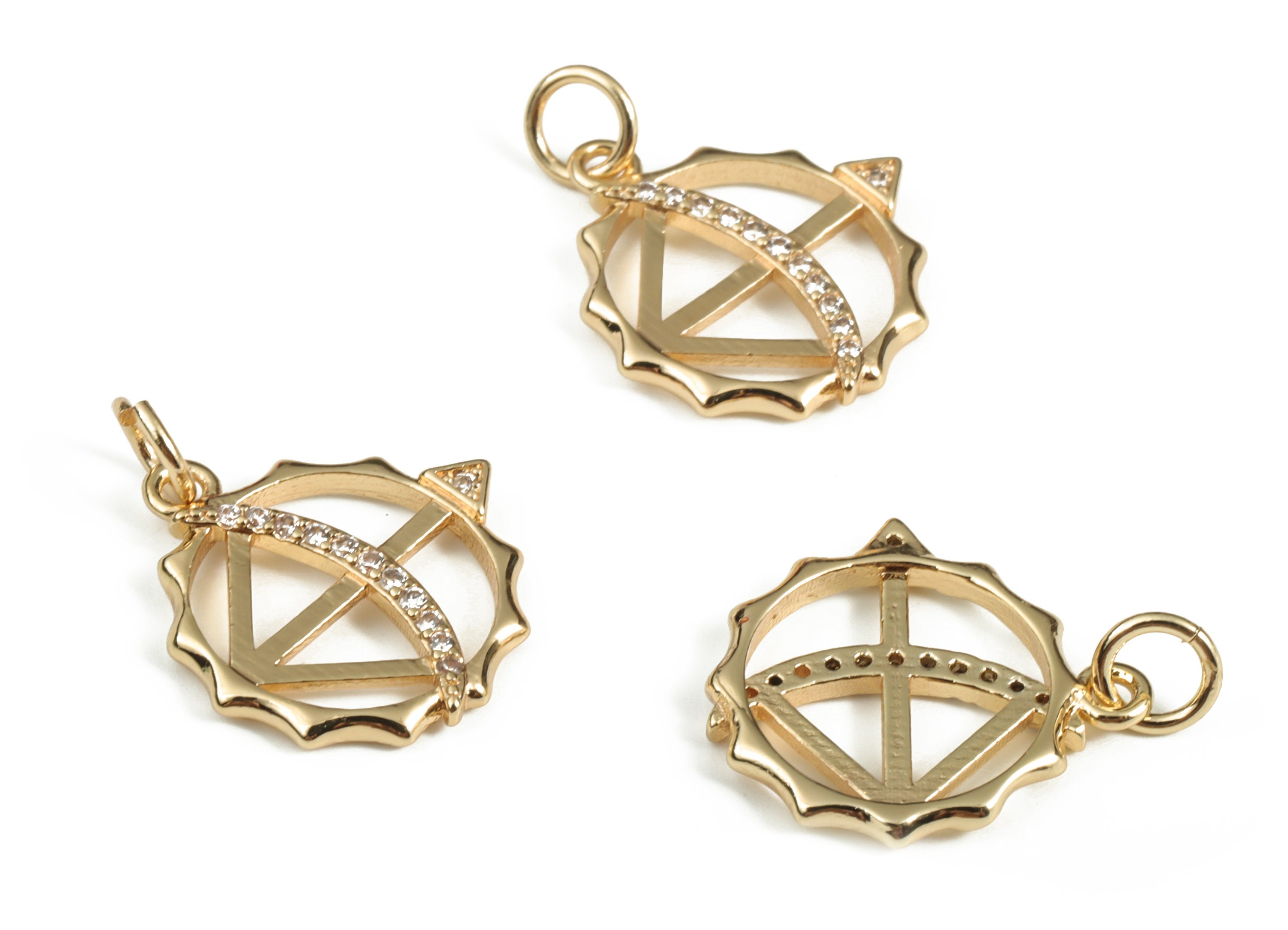 Brass Hexagon Earring Charms With Zircons - Gold Arrow Pendant - 18K Real Gold Plated Brass - Jewelry Supplies - 20.7x16.06x2.02mm - RGP3118 - DOMEDBAZAAR
