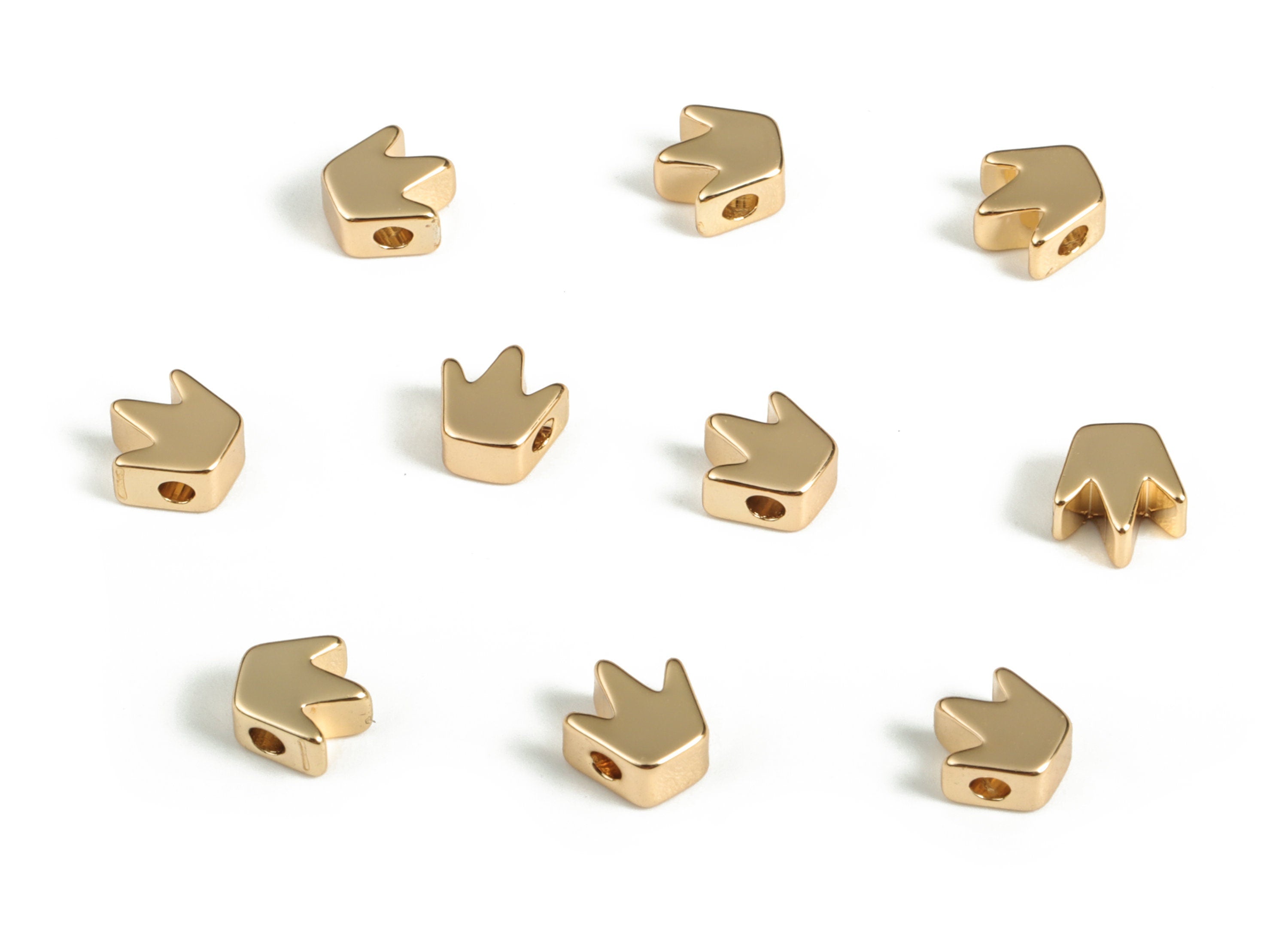 Brass Crown Beads - Gold Small Crown Beads - 18K Real Gold Plated Brass Crown Bead - Jewelry Making Supplies - 5.41x5.31x2.74mm - RGP3141 - DOMEDBAZAAR