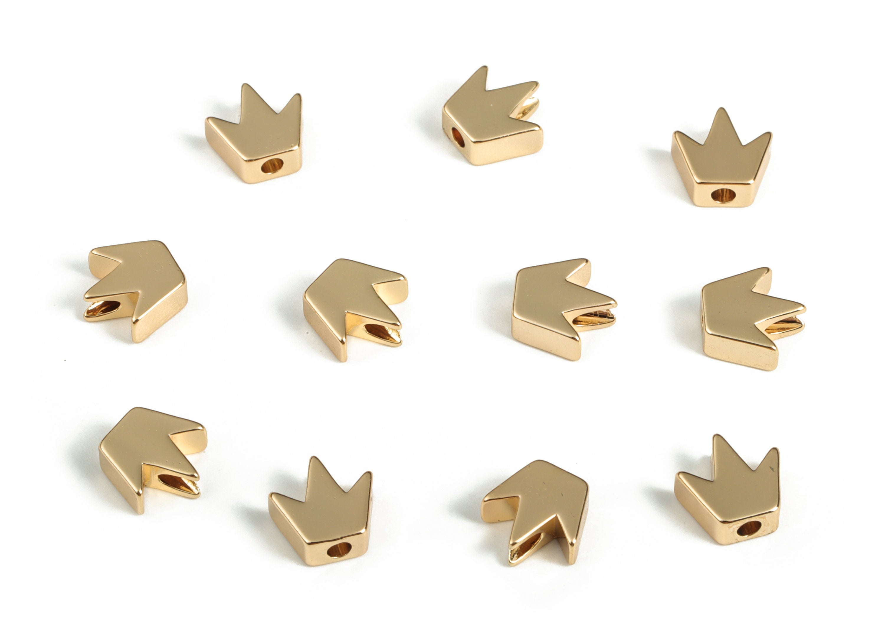 Brass Crown Beads - Gold Large Crown Beads - 18K Real Gold Plated Brass - Jewelry Making Supplies - 7.82x7.71x3.16mm - RGP3142 - DOMEDBAZAAR