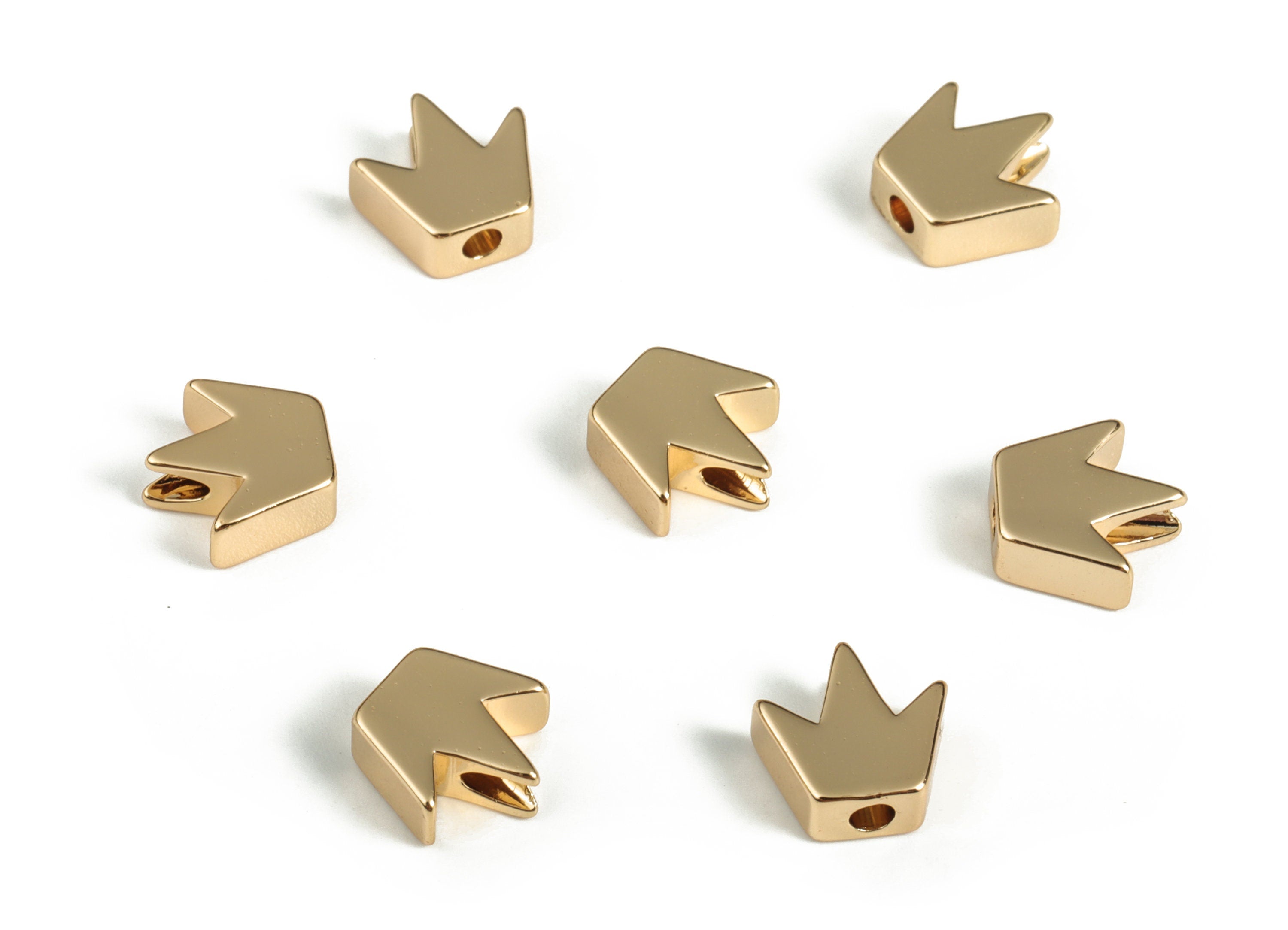Brass Crown Beads - Gold Large Crown Beads - 18K Real Gold Plated Brass - Jewelry Making Supplies - 7.82x7.71x3.16mm - RGP3142 - DOMEDBAZAAR