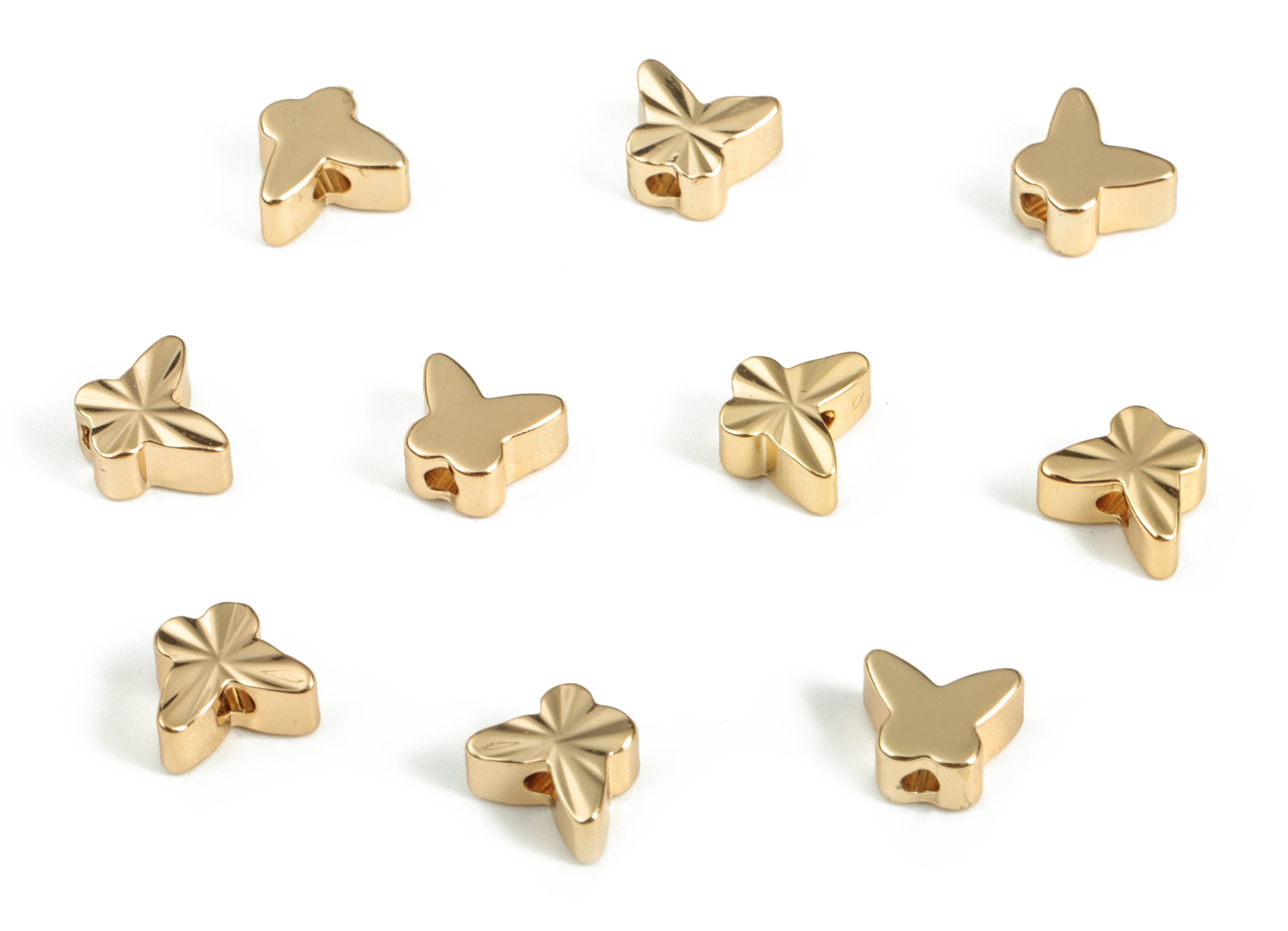 Brass Butterfly Spacer Beads - Gold Butterfly Beads - Bracelet Beads - 18K Real Gold Plated Brass - Jewelry Supplies - 5.8x4.9x2.9mm-RGP3146 - DOMEDBAZAAR