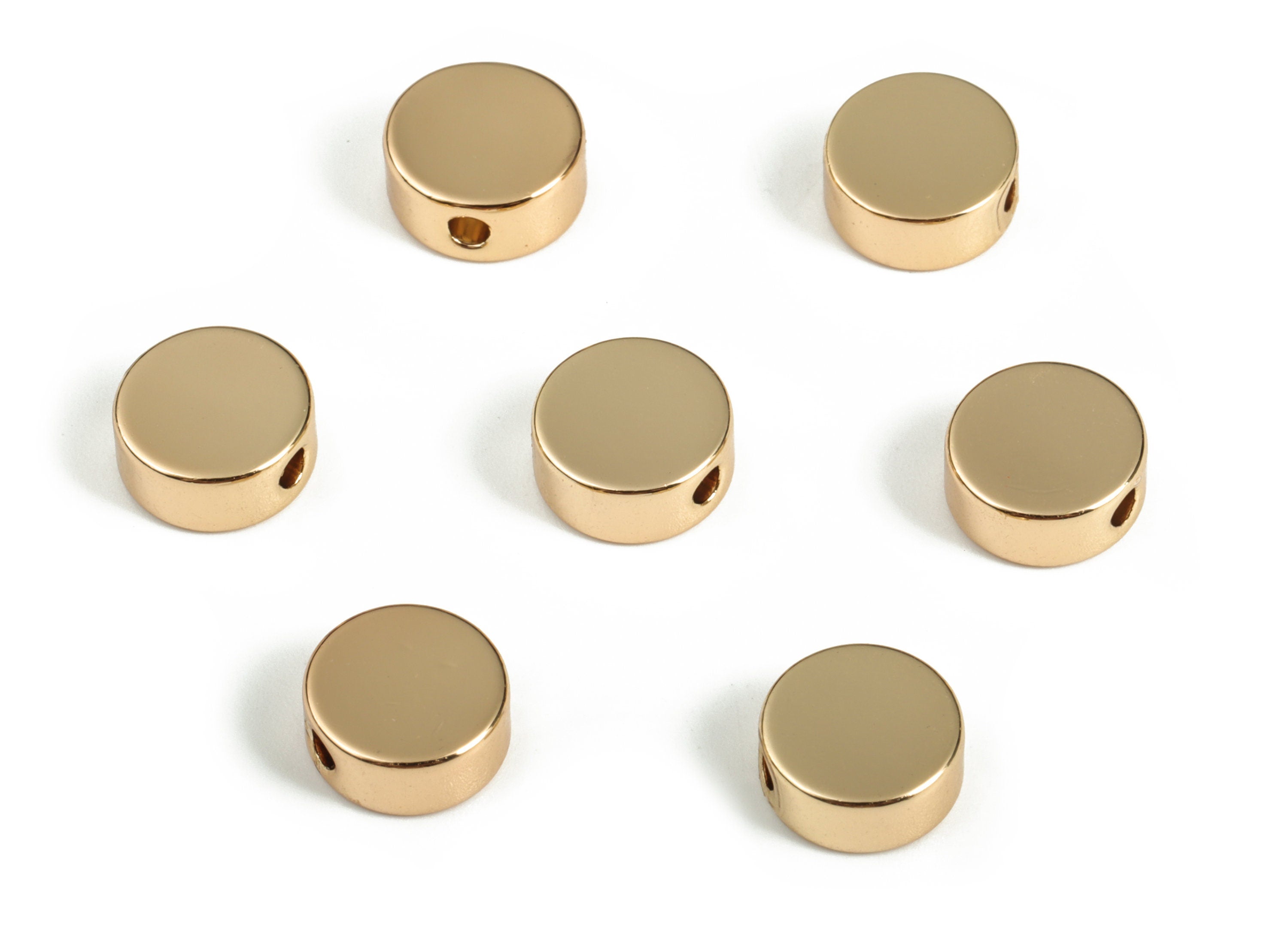Flat Round Bead - Brass Round Spacer Charm - Gold Circle Pendant - 18K Real Gold Plated Brass - Jewelry Making Supplies - 8x8x3.4mm -RGP3150 - DOMEDBAZAAR