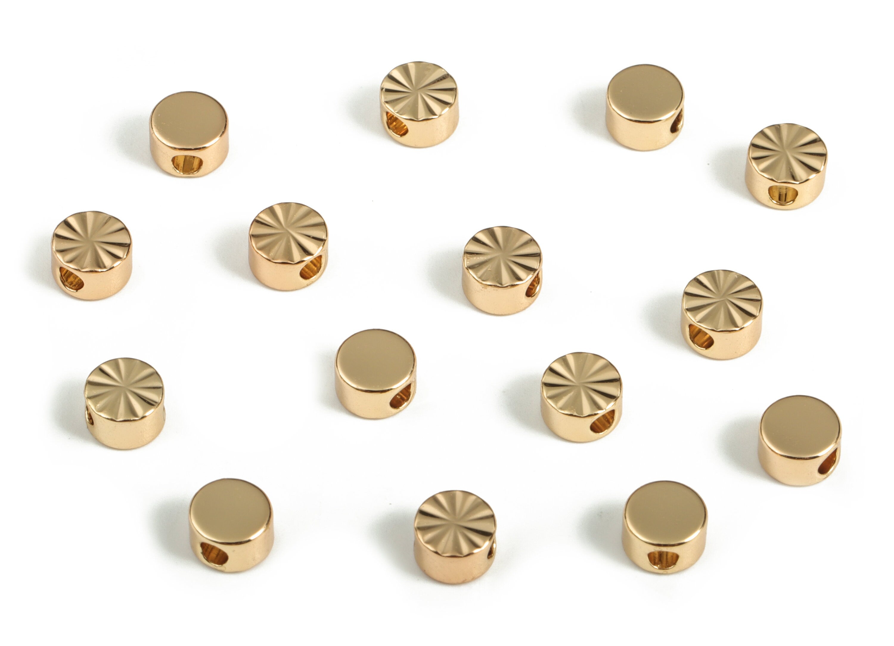 18K Gold Plated Beads - Brass Round Beads - Circle Charm Beads - 18K Real Gold Plated Brass - Jewelry Supplies - 4.96x4.96x3.08mm - RGP3157 - DOMEDBAZAAR