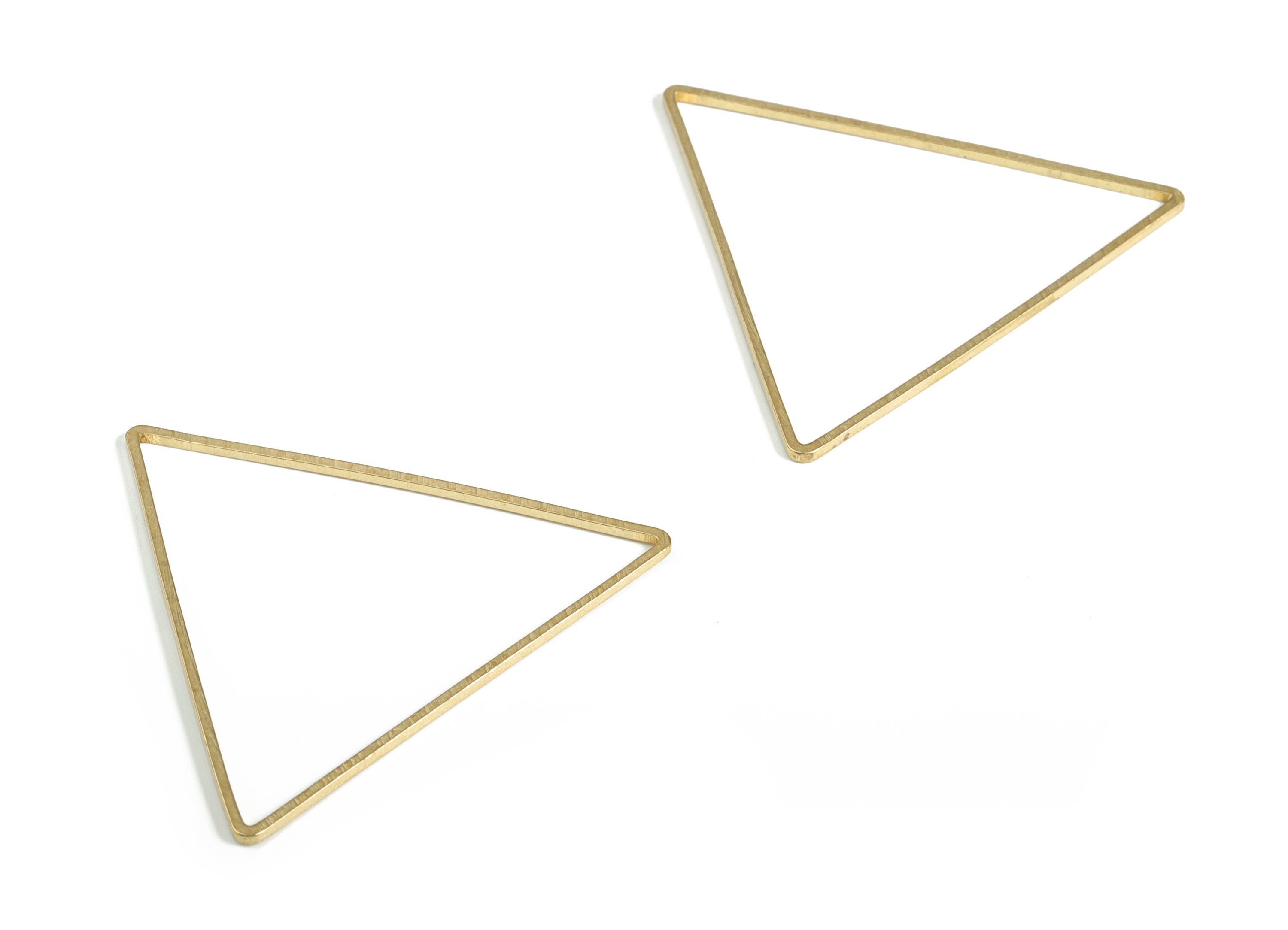 Brass Triangle Charms - Raw Brass Triangle Pendant - Earring Finding - Brass Link Connector - Jewelry Supplies - 38.0x1.0x1.0mm - PP4144-45 - DOMEDBAZAAR