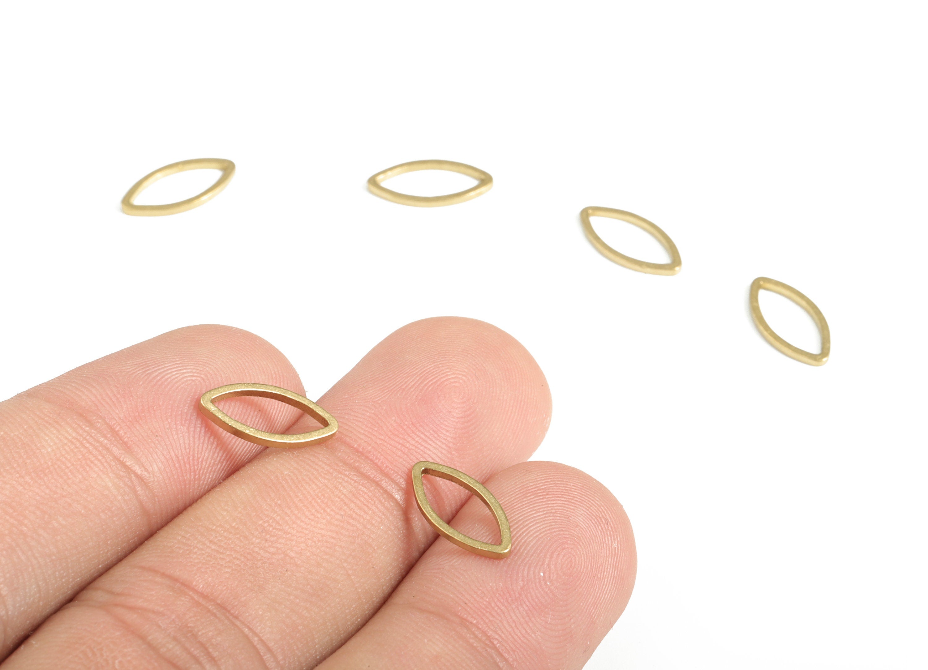 Raw Brass Marquise Ring - Marquise Charm – Brass Link Connector - Earring Findings - Jewelry Making Supplies - 12x6.0x0.8mm - PP4145-12 - DOMEDBAZAAR