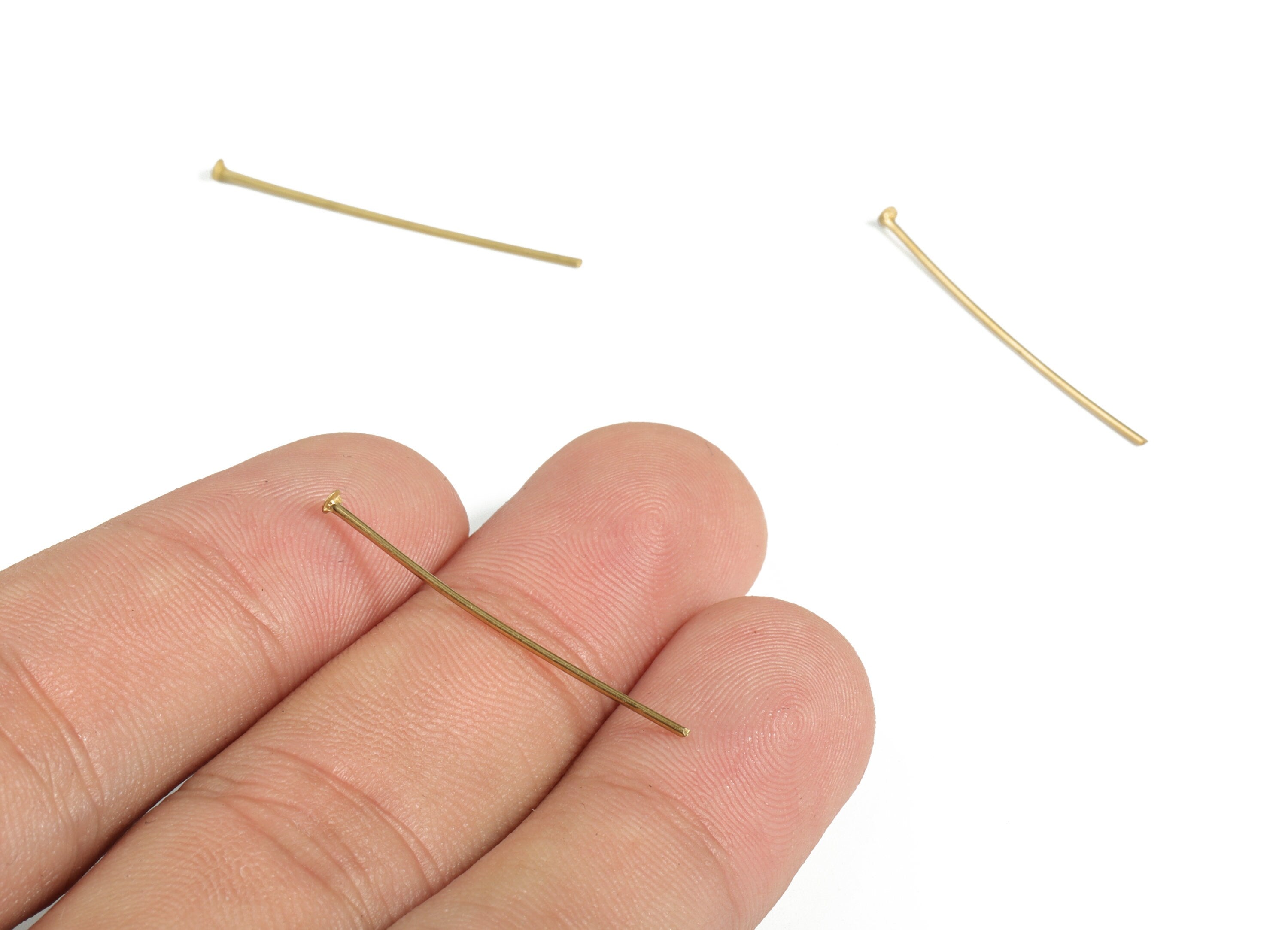 Brass Head Pins - Brass Pins for DIY Necklaces and Bracelets - Brass Earrings Findings – Jewelry Making Supplies - 30x0.68mm - PP4146-30 - DOMEDBAZAAR