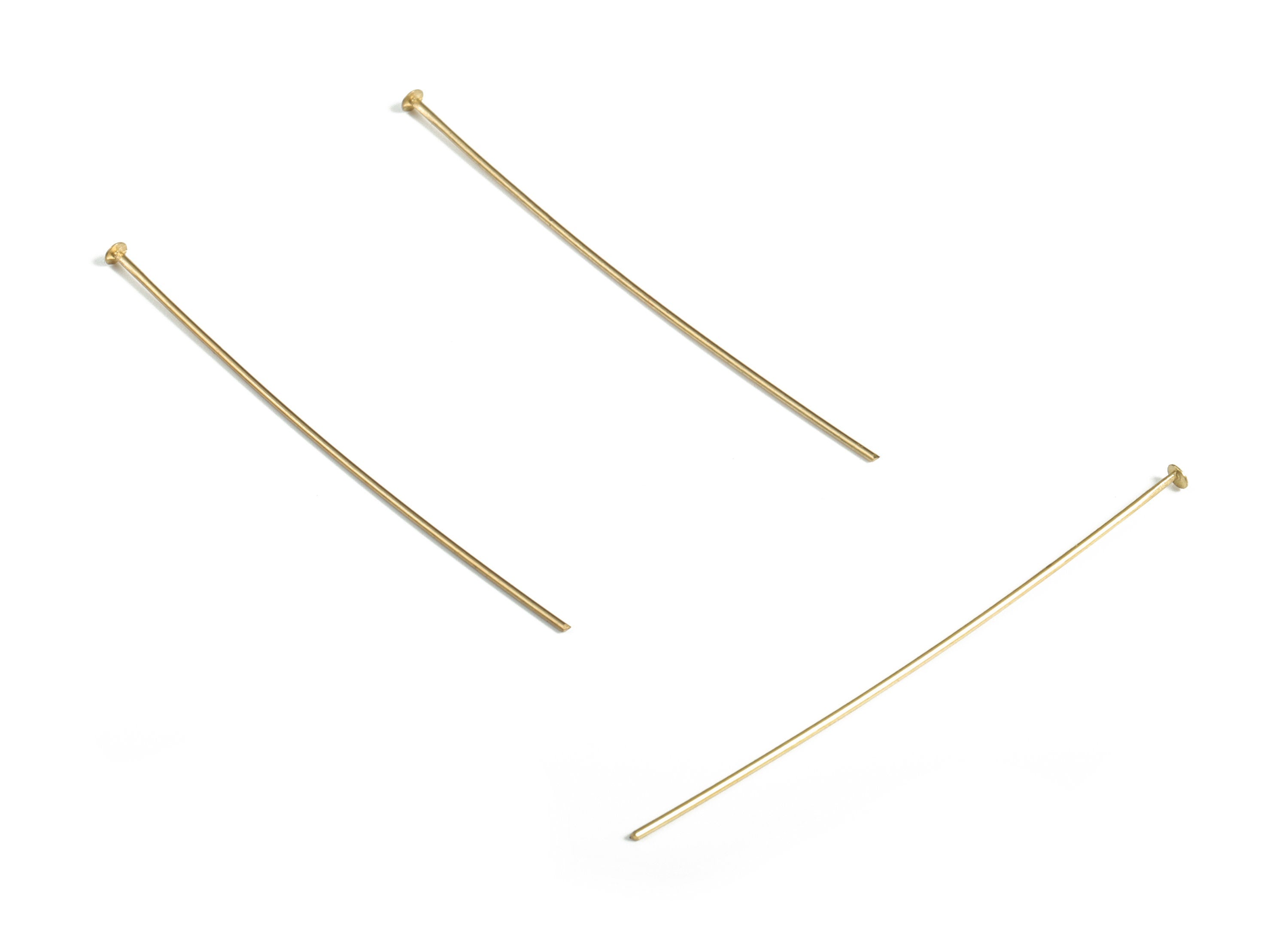 Brass Head Pin Findings - Jewelry Making Supplies - Raw Brass Pendants - Pins for DIY Head Pins – Brass Findings - 50x0.68mm - PP4146-50 - DOMEDBAZAAR