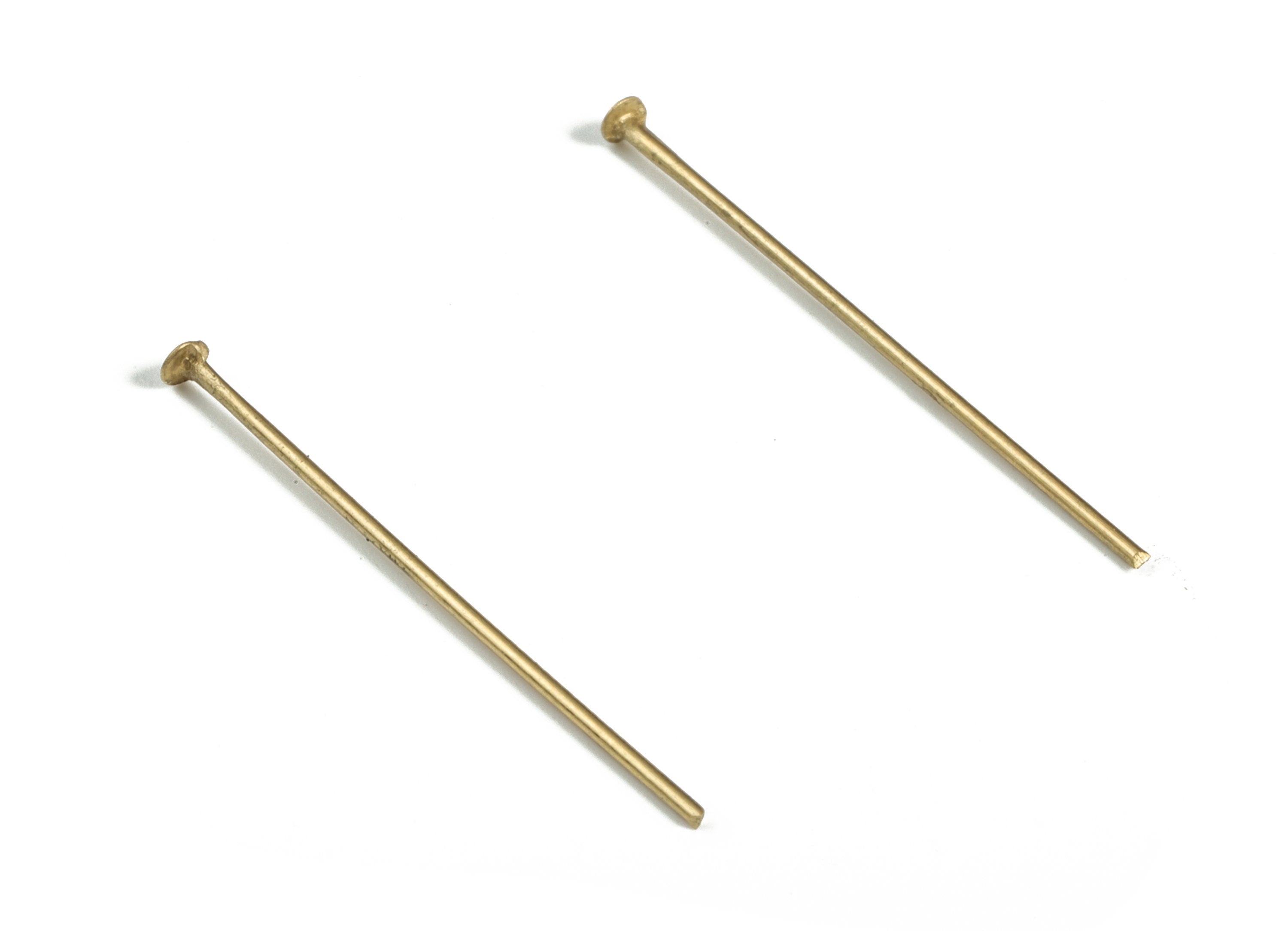 Brass Head Pins – Raw Brass Flat Round Headpin – Head T Pin – Brass Jewelry Findings - DIY Jewelry Supplies - 26x0.68mm- PP4146-26 - DOMEDBAZAAR