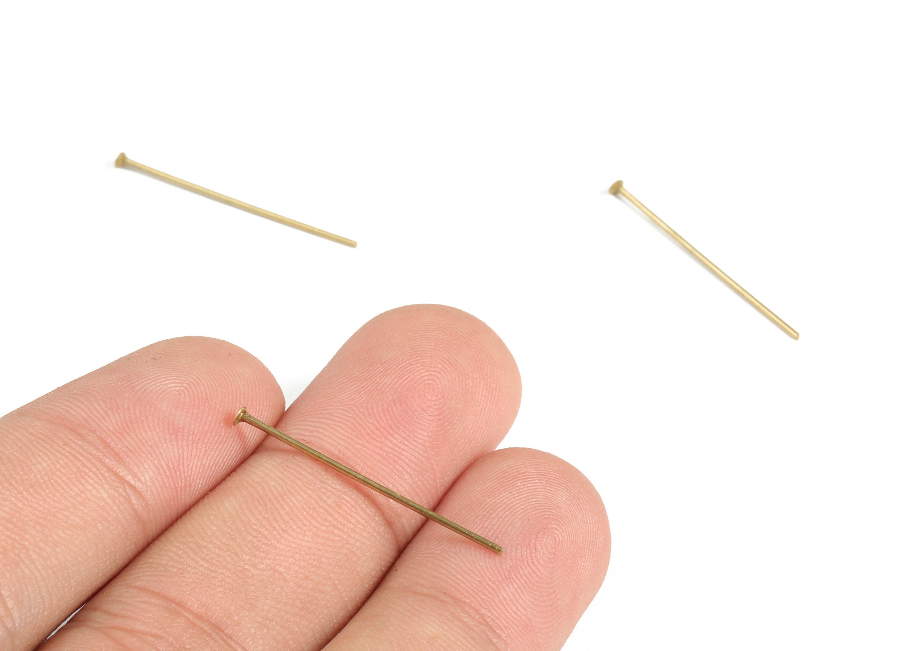 Brass Head Pins – Raw Brass Flat Round Headpin – Head T Pin – Brass Jewelry Findings - DIY Jewelry Supplies - 26x0.68mm- PP4146-26 - DOMEDBAZAAR
