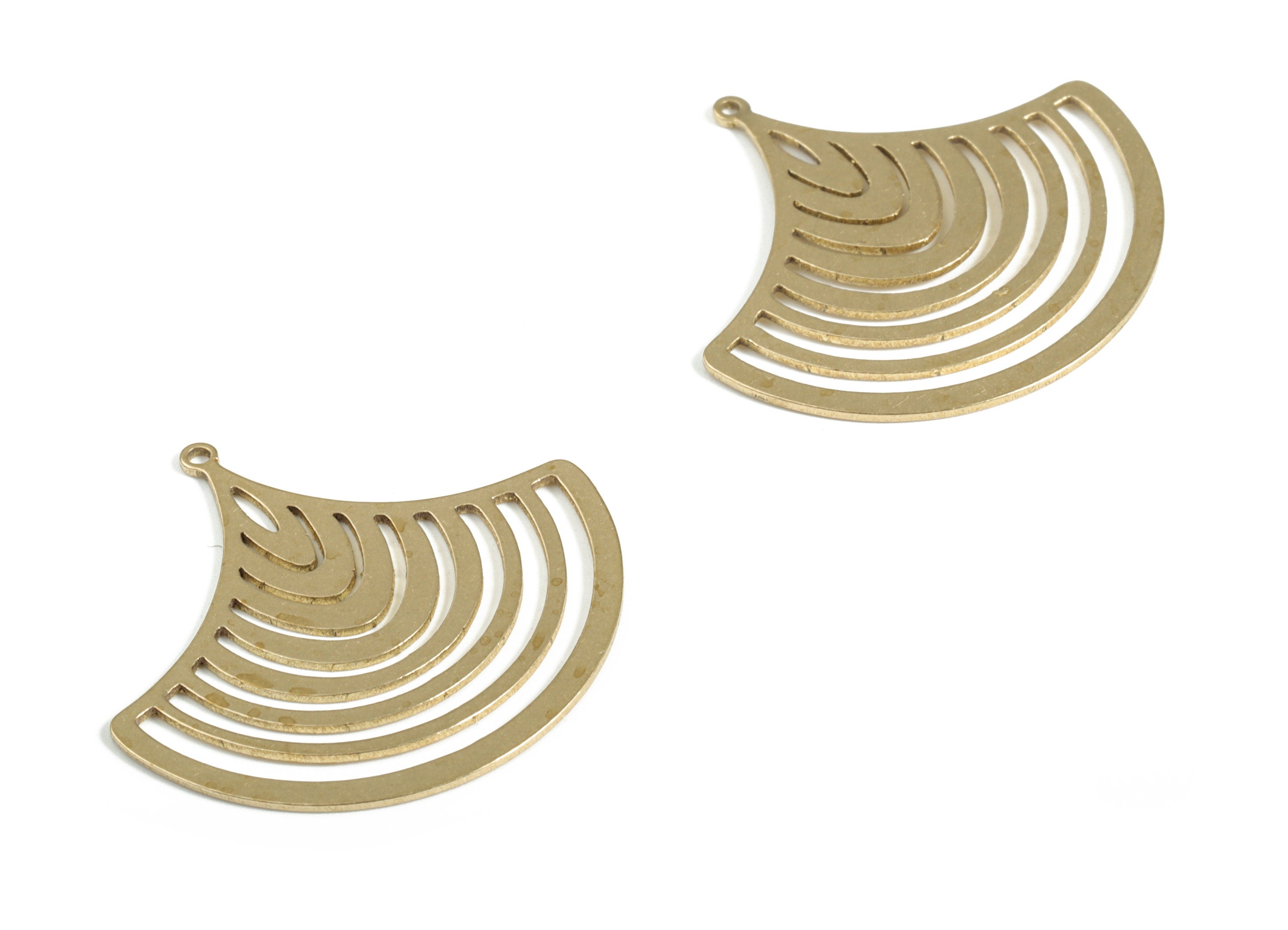 Brass Fan Shape Pendants - Raw Brass Earrings – Brass Fan Earrings - Jewelry Findings- Jewelry Making Supplies - 26.51x24.87x0.62mm - PP4150 - DOMEDBAZAAR
