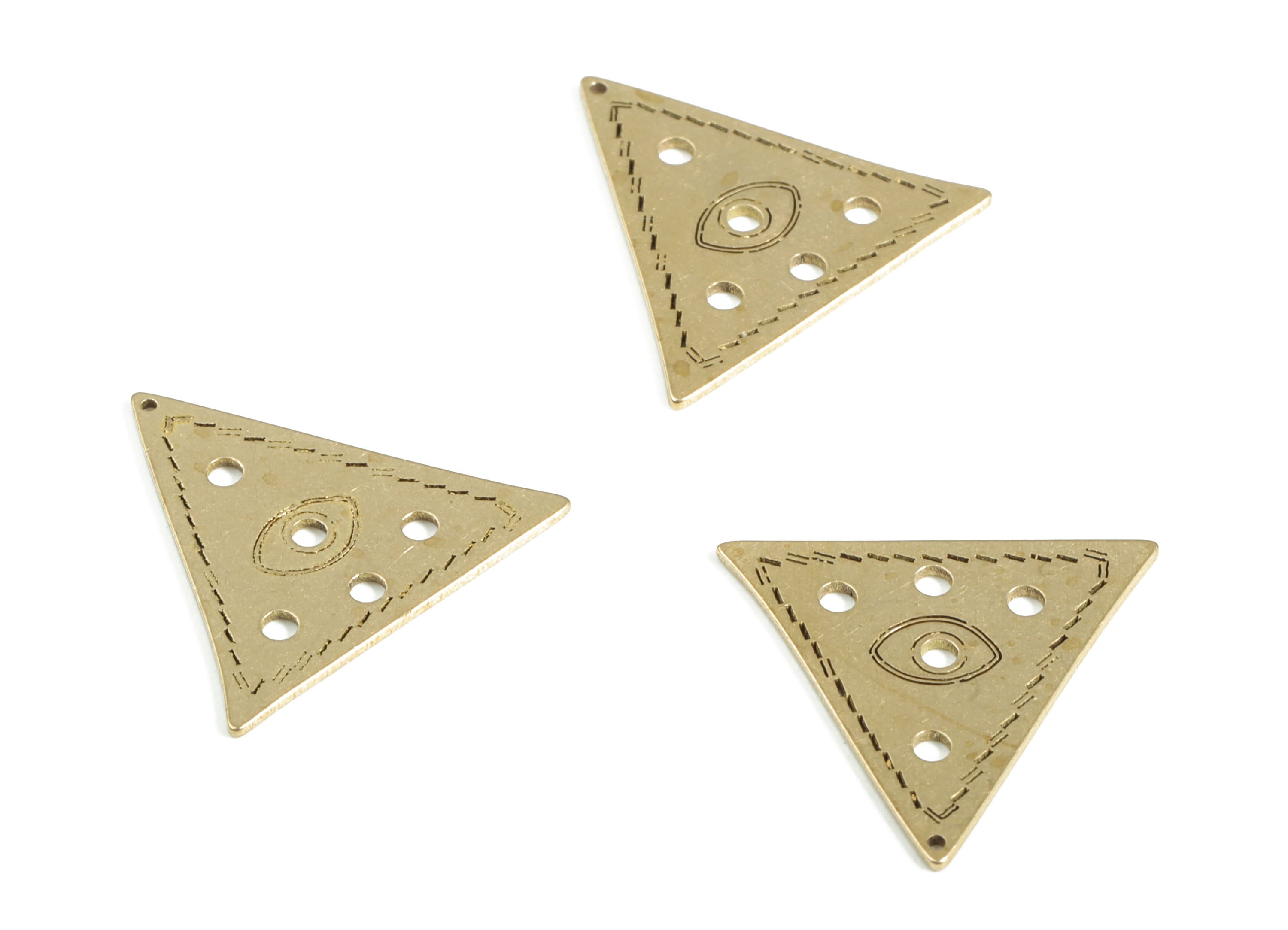Brass Triangle Eye Charm – Raw Brass Triangle Pendant Charm - Triangle Eye Earrings Finding - Jewelry Supplies - 16.86x15.72x0.57mm - PP4152 - DOMEDBAZAAR