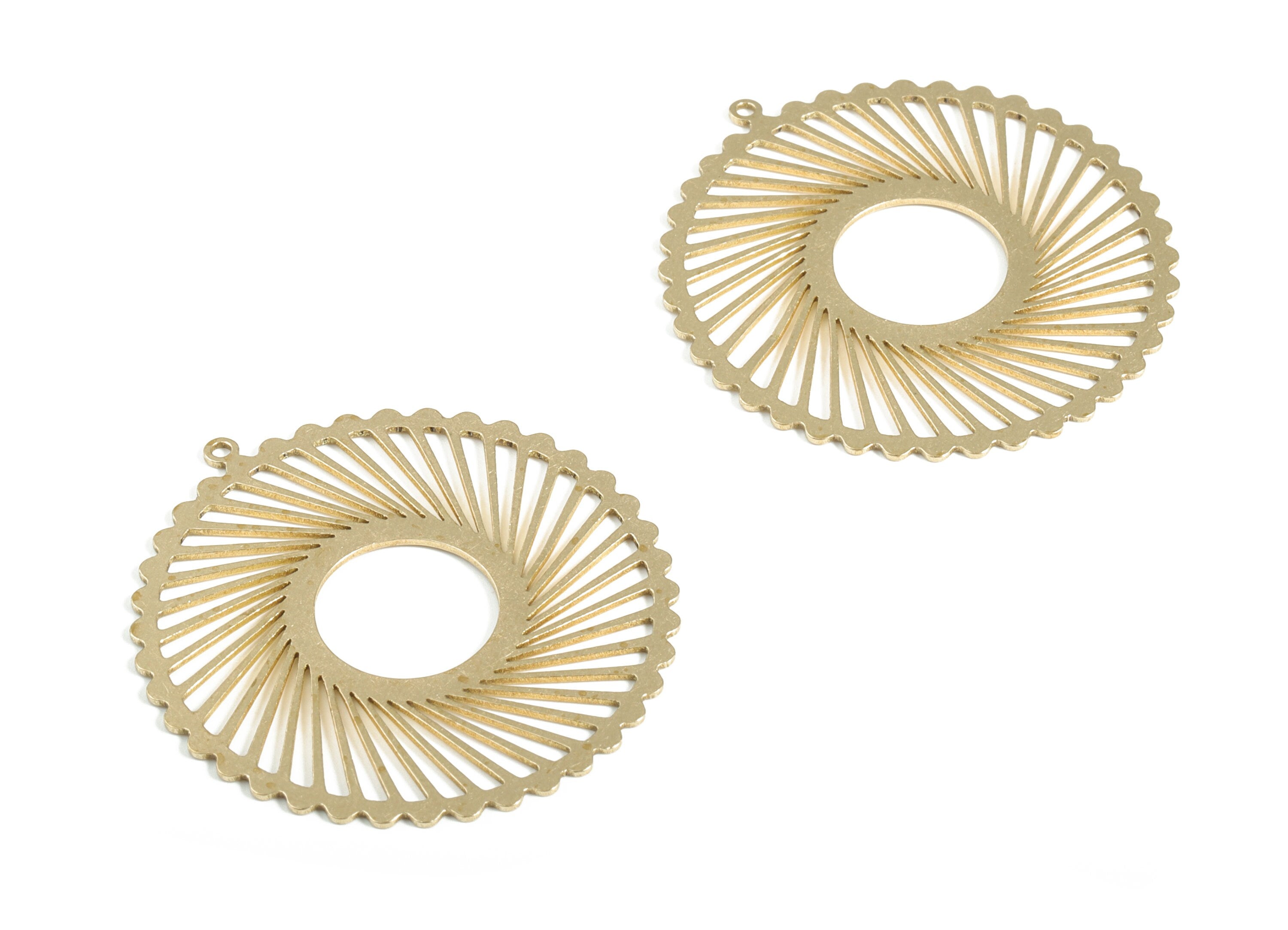 Brass Circle Earring Charm – Donut Pendant Charm – Filigree Ring Charm - Earring Findings - Jewelry Supplies - 38.04x35.9x0.62mm - PP4156 - DOMEDBAZAAR