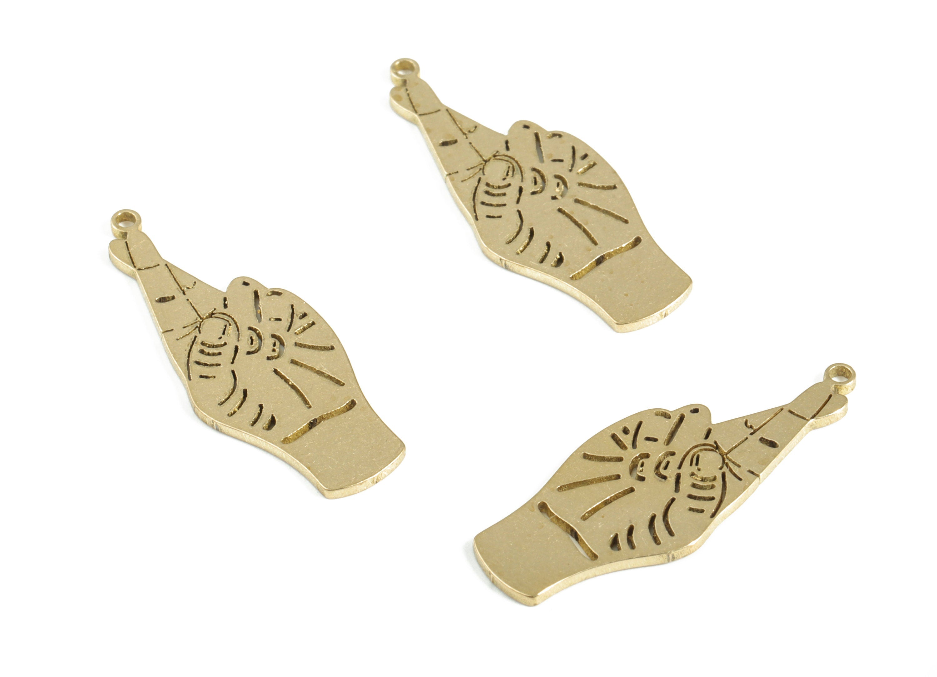 Brass Fingers Crossed Hand Pendant Charm - Raw Brass Hand Earring Charms – Good Luck Charm - Jewelry Supplies - 24.06x9.18x0.77mm - PP4160 - DOMEDBAZAAR