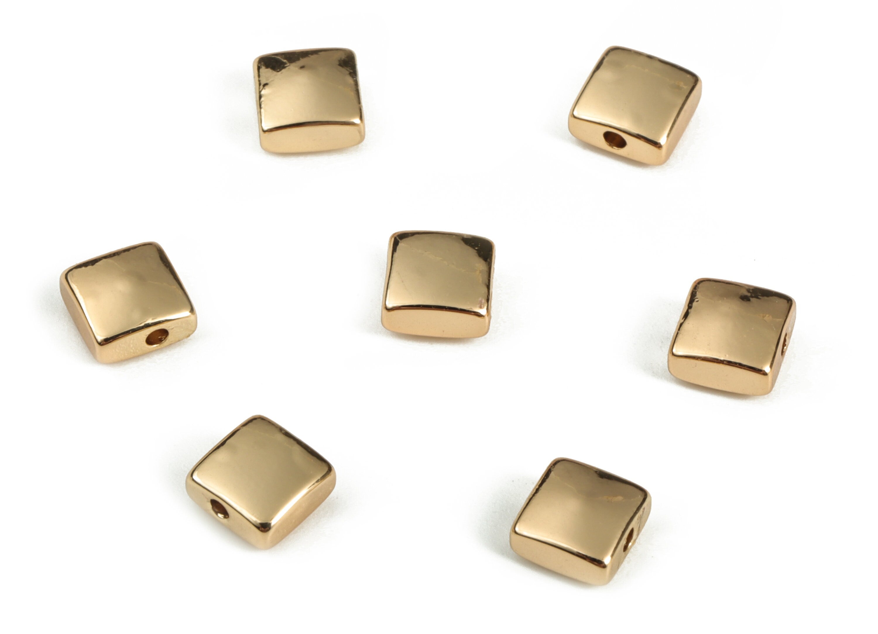 Square Spacer Charm - Brass Square Earring Charms - Gold Square Pendant - 18K Real Gold Plated Brass - Jewelry Supplies - 5x5x2.6mm -RGP3160 - DOMEDBAZAAR
