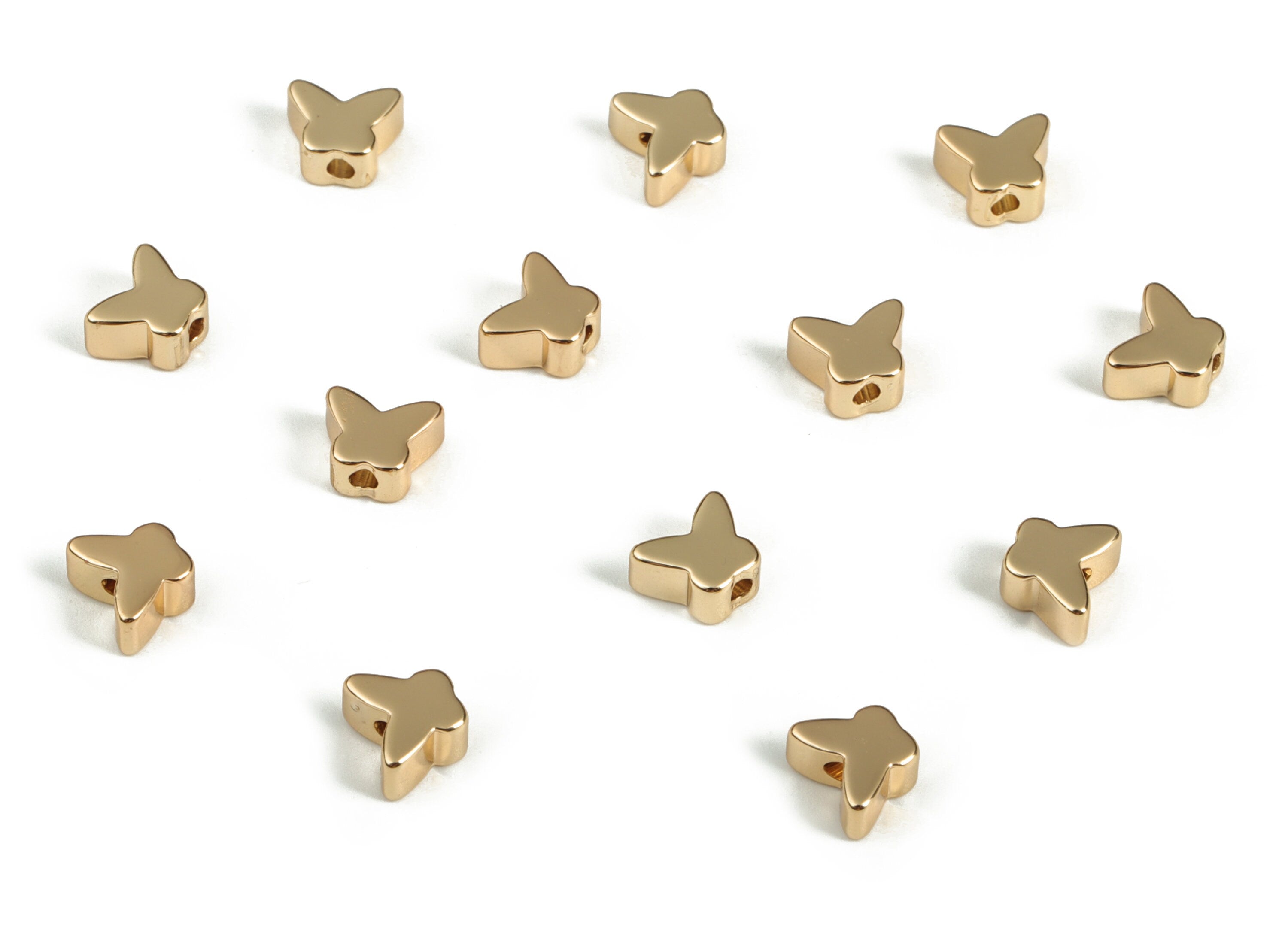 Brass Butterfly Spacer Bead - Butterfly Charm - Butterfly Pendant - 18K Real Gold Plated Brass - Jewelry Supplies -5.87x4.88x3.08mm- RGP3155 - DOMEDBAZAAR