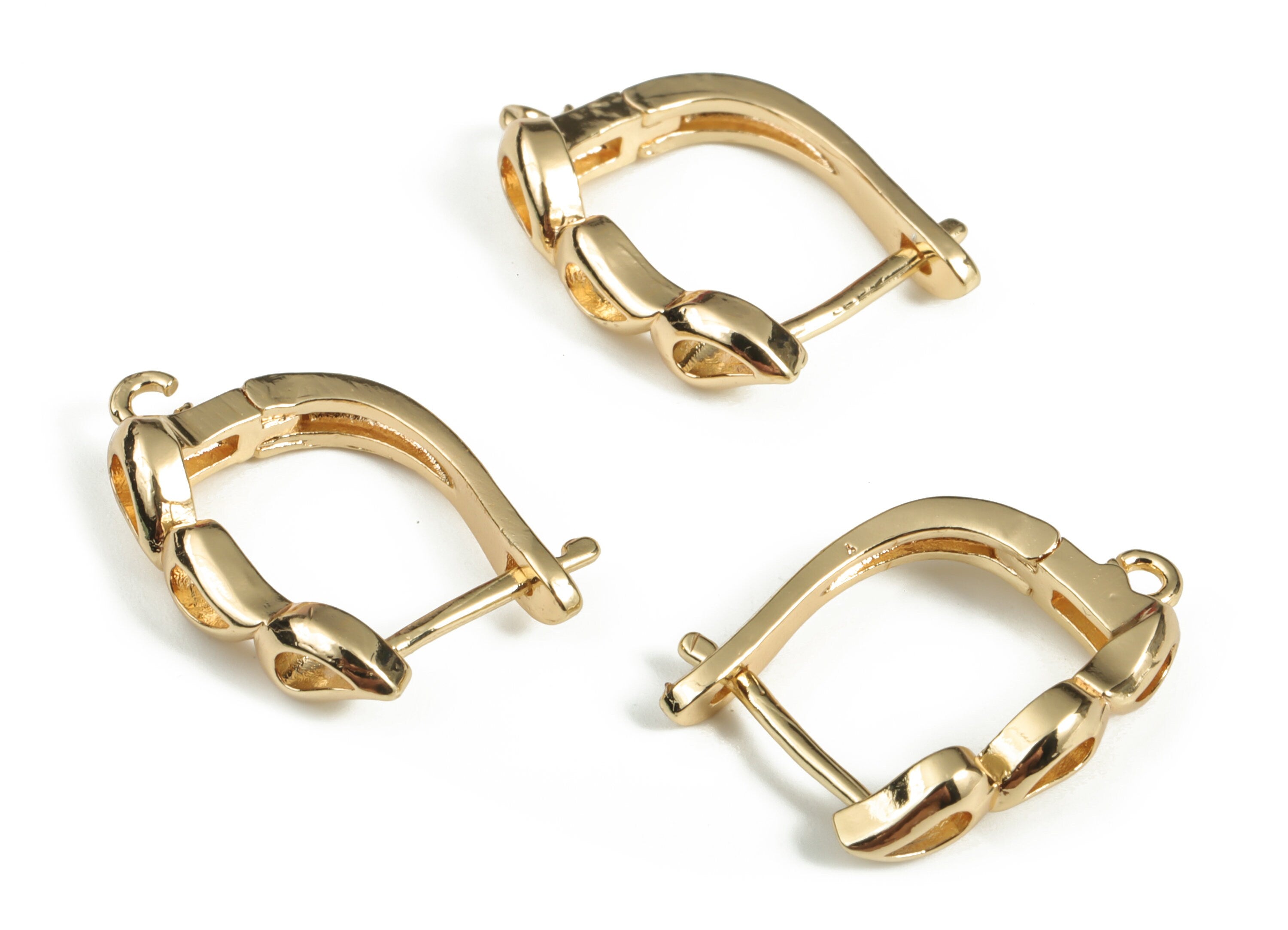 Brass Stud Earring - Drop Stud Earrings - Stainless Steel Stud – Open Ring – 18K Real Gold Plated Brass - 18.76×13.44×3.73mm - RGP3043 - DOMEDBAZAAR