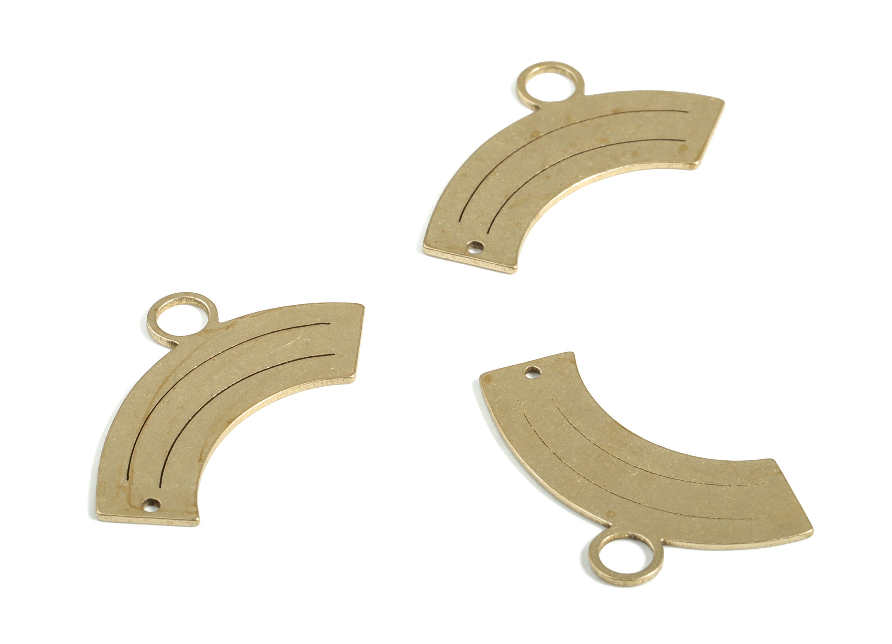 Brass Rainbow Pendant Charm – Raw Brass Rainbow Earring Charm – Earring Findings - Jewelry Making Supplies - 22.59x13.34x0.59mm - PP4164 - DOMEDBAZAAR