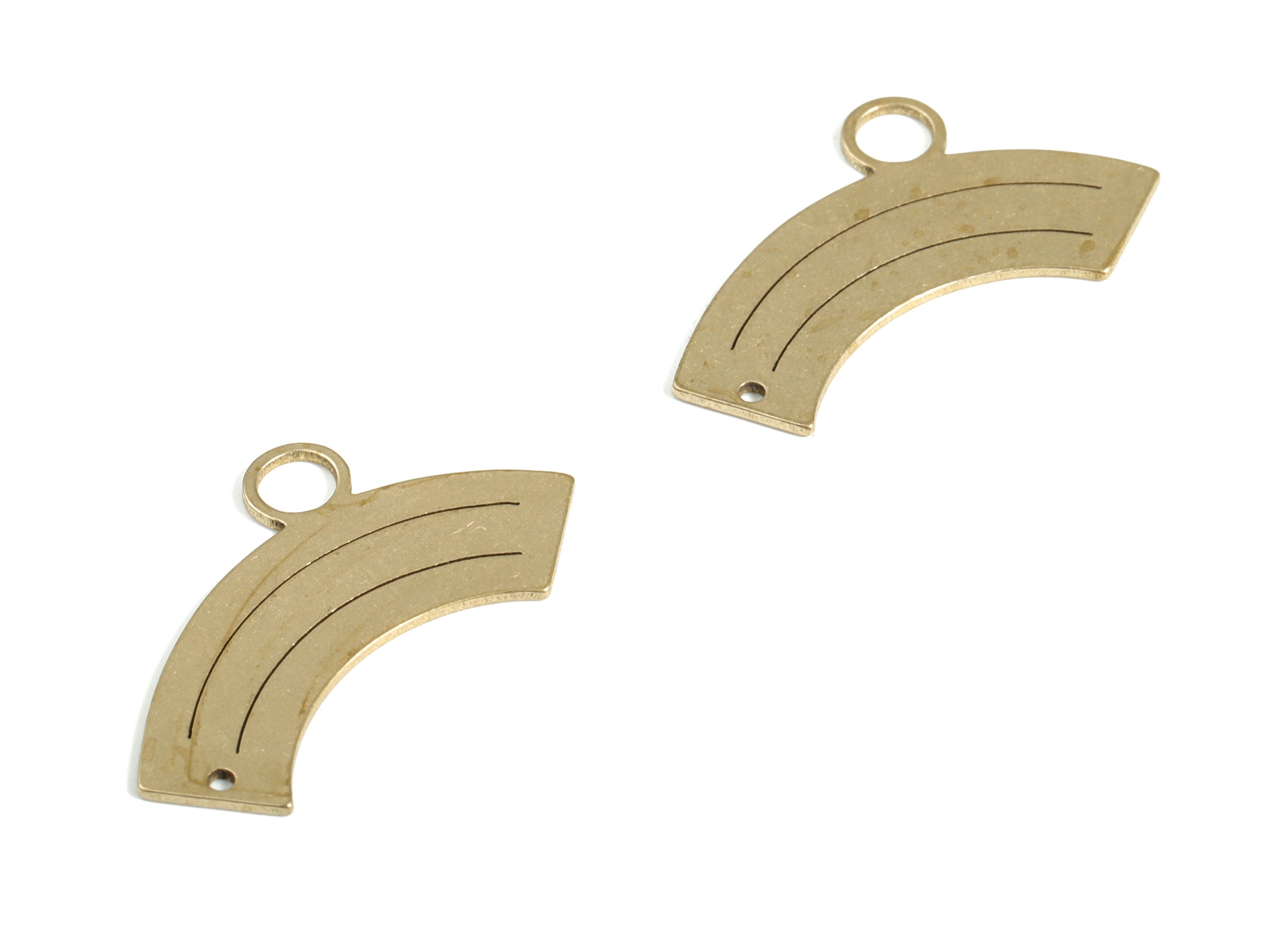 Brass Rainbow Pendant Charm – Raw Brass Rainbow Earring Charm – Earring Findings - Jewelry Making Supplies - 22.59x13.34x0.59mm - PP4164 - DOMEDBAZAAR