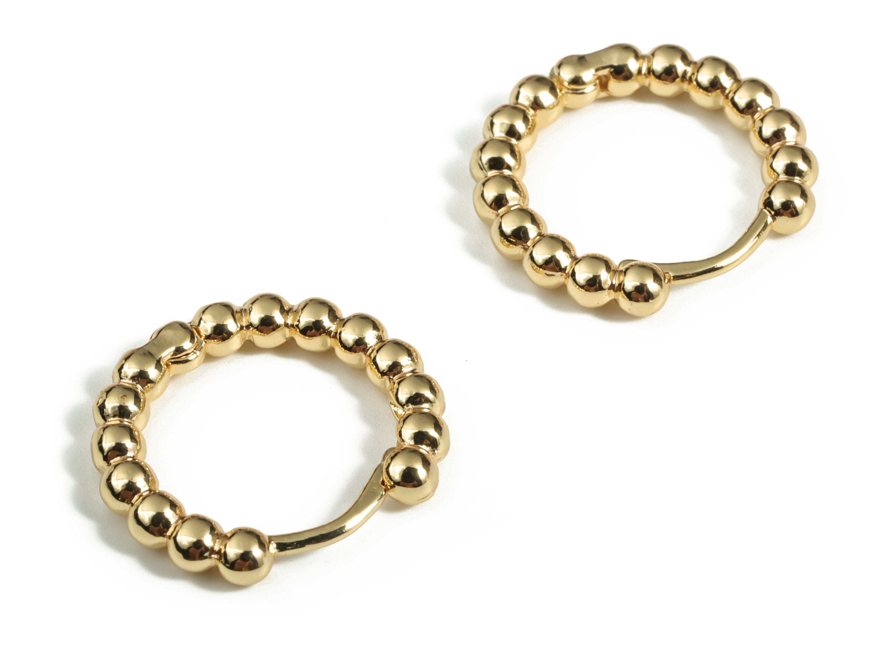 Brass Round Hoop - Brass Beaded Shape Hoop Earrings – Chunky Wide Shiny Round Hoop Earring – Jewelry Supplies - 19.32×17.91×2.99mm - RGP3042 - DOMEDBAZAAR