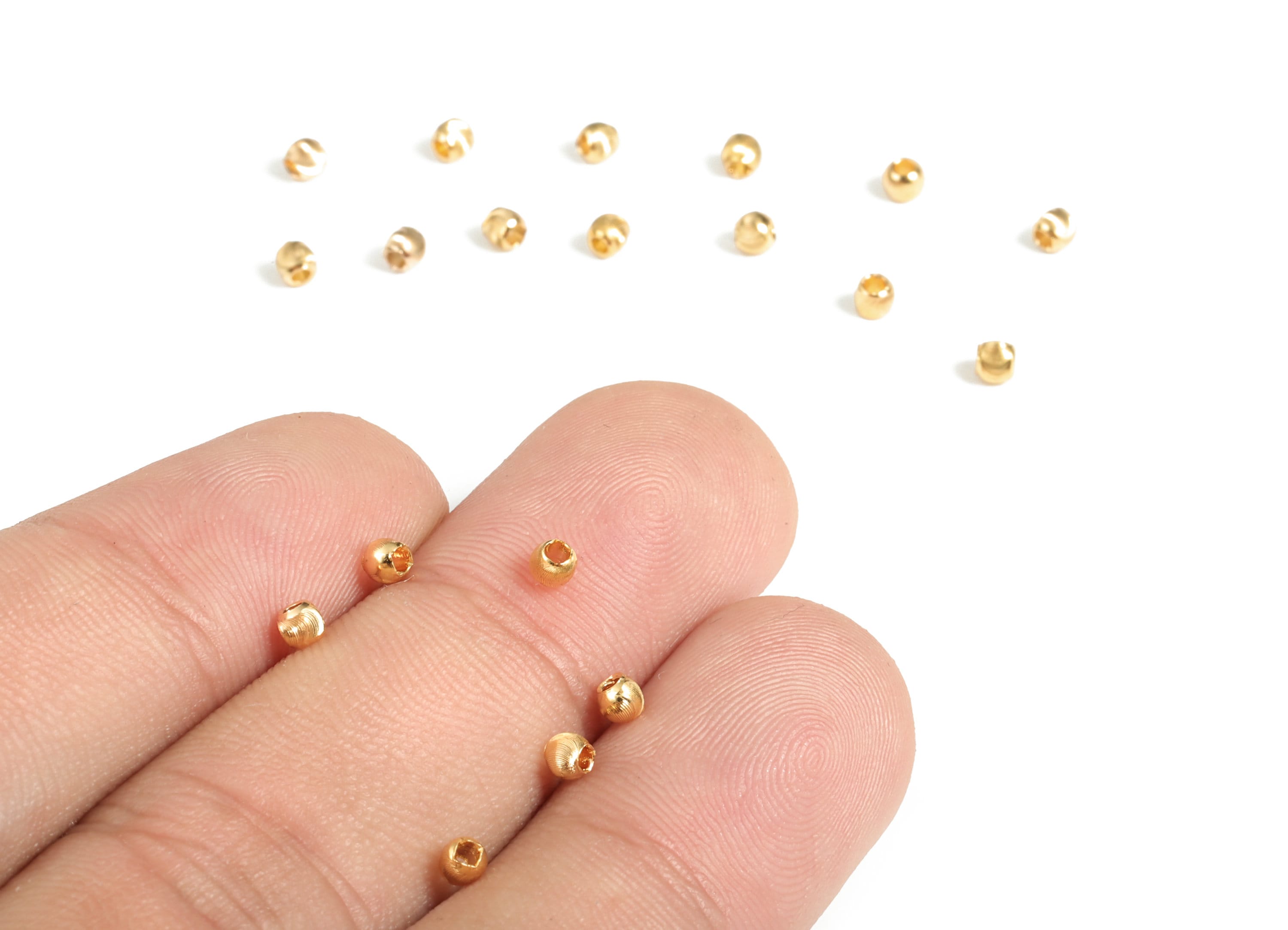 Brass Spacer Ball Beads - Gold Round Spacer Ball Beads - 18K Real Gold Plated Brass - Jewelry Making Supplies - 2.4x2mm - RGP3167 - DOMEDBAZAAR