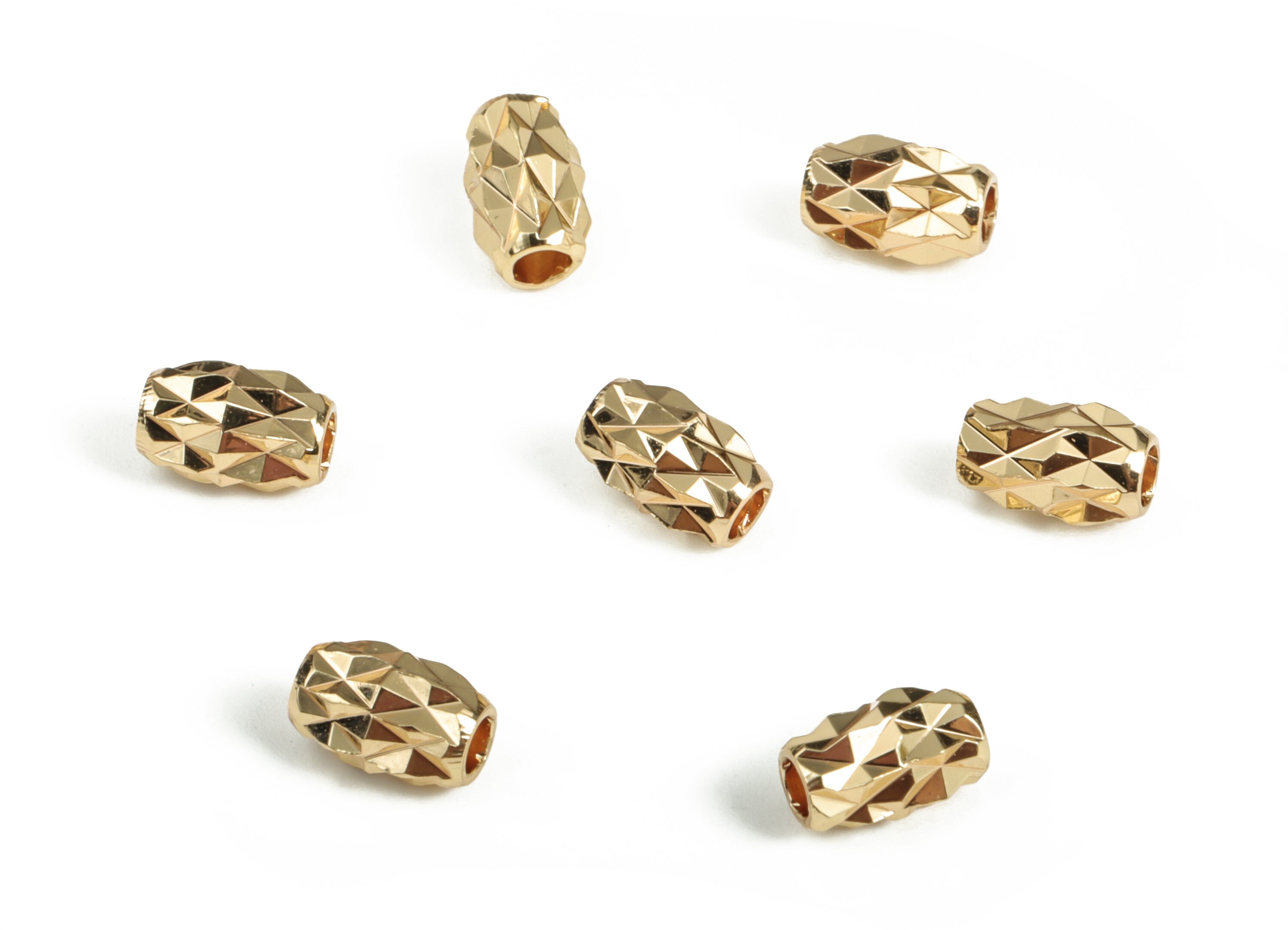 Gold Plated Faceted Barrel Beads - Gold Plated Barrel Beads - Jewelry Making Beads - 18K Real Gold Plated Brass - 2.25x6.96x4.58mm - RGP3068 - DOMEDBAZAAR