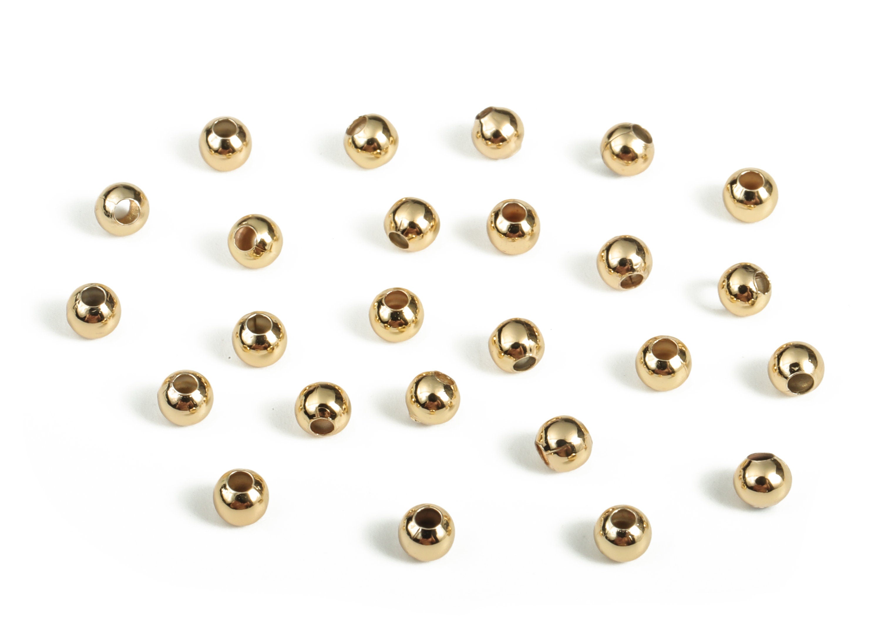 Gold Plated Smooth Round Beads - Gold Plated Smooth Round Charm - Jewelry Making - 18K Real Gold Plated Brass - 1.4x3x2.8mm - RGP3071 - DOMEDBAZAAR