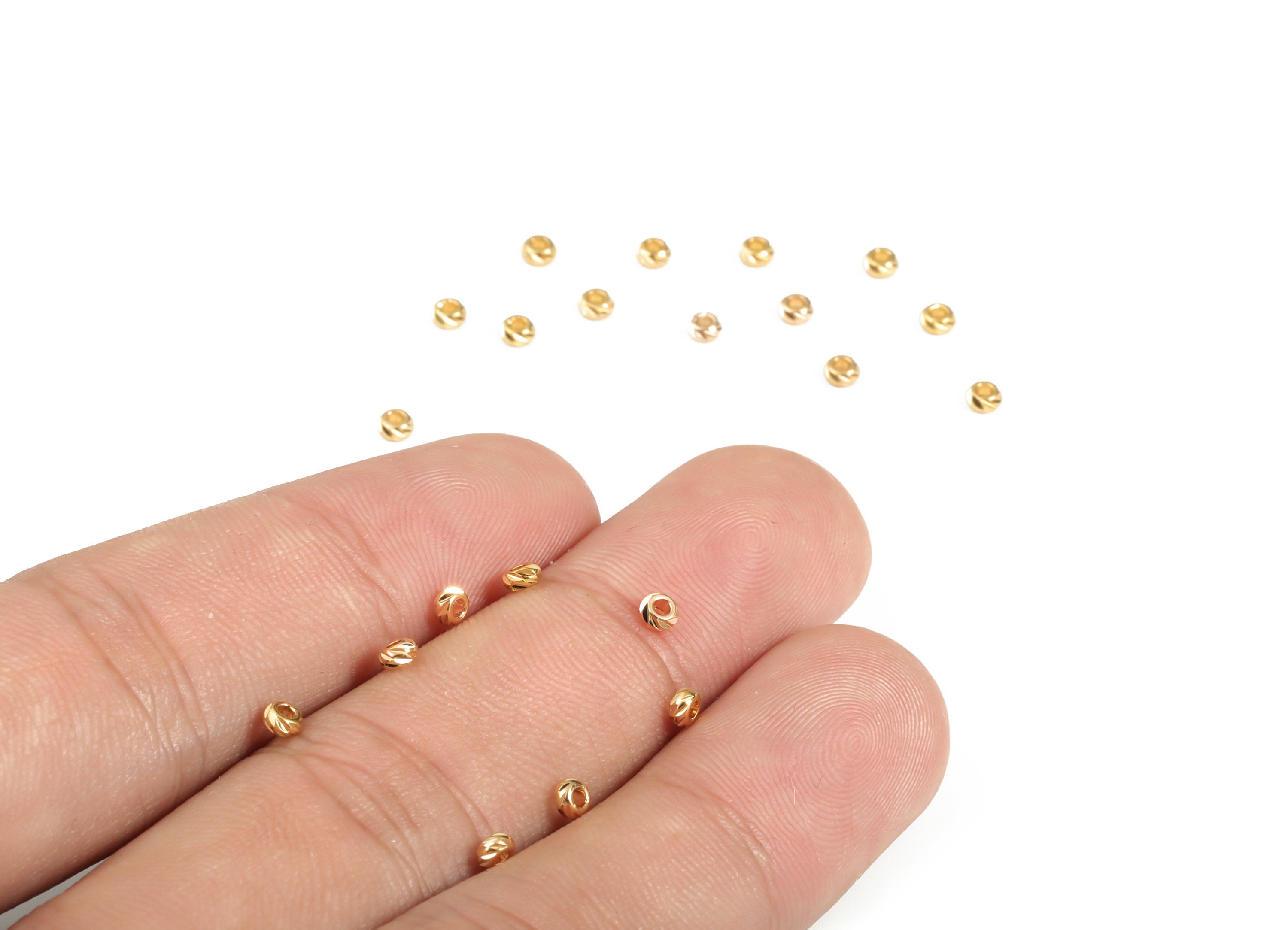 Brass Spacer Ball Beads - Gold Round Spacer Ball Beads - 18K Real Gold Plated Brass - Jewelry Making Supplies - 2.86x1.52mm - RGP3075 - DOMEDBAZAAR