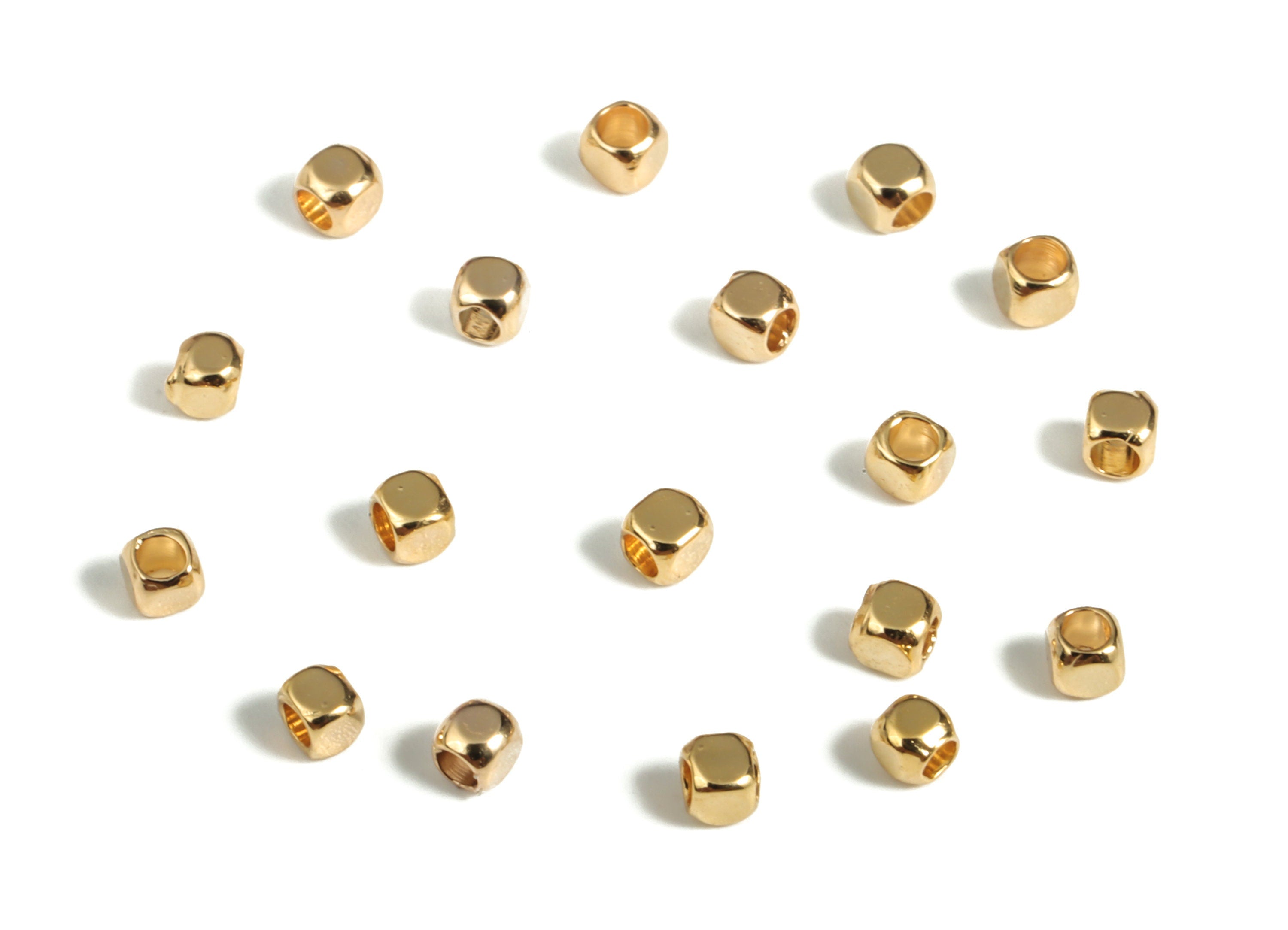 Brass Cube Spacer Beads - Gold Dice Shape Spacer Beads - 18K Real Gold Plated Brass – DIY Jewelry Making Supplies - 1.99x1.98mm - RGP3074 - DOMEDBAZAAR