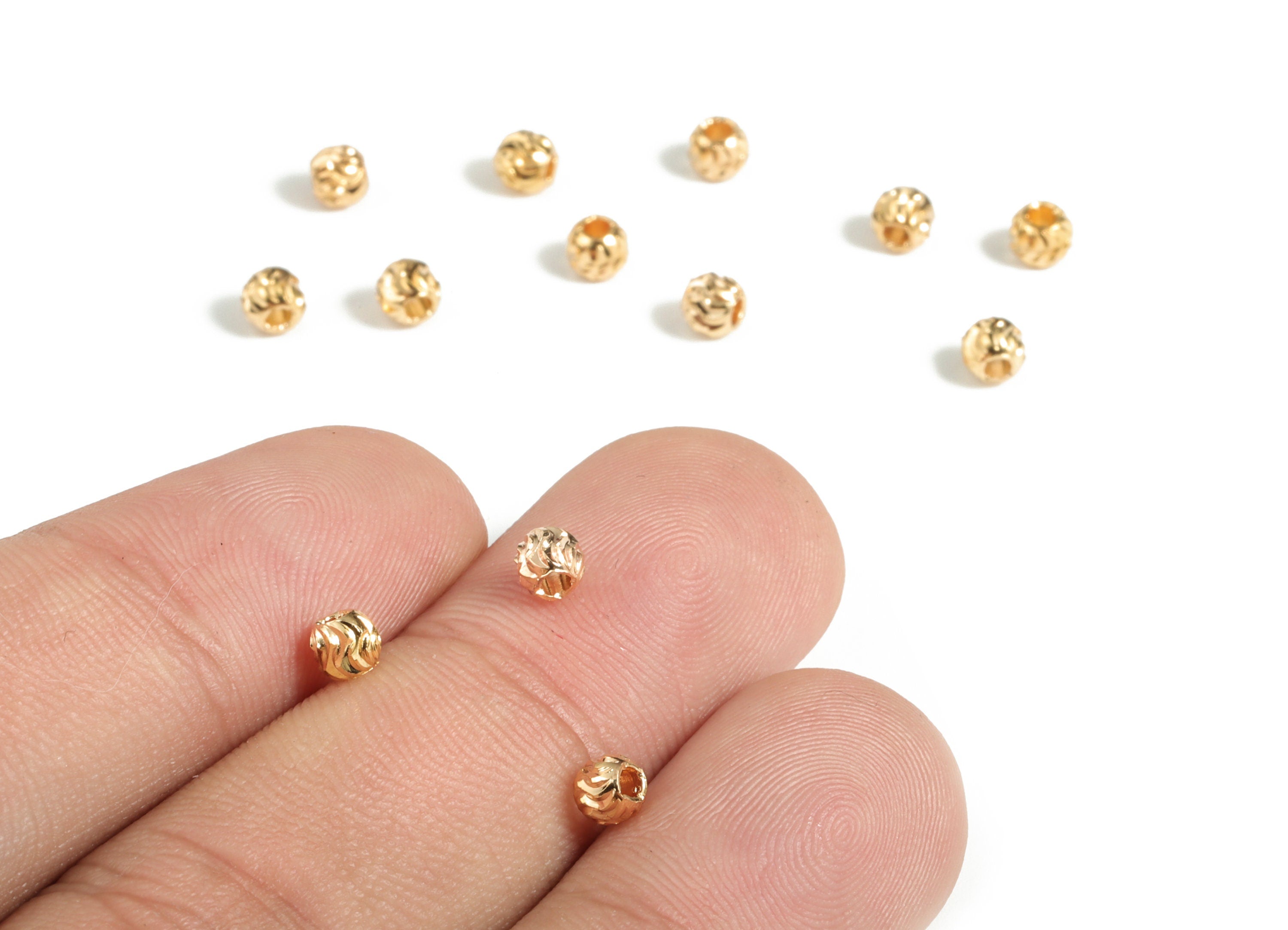 Brass Spacer Ball Beads - Gold Round Spacer Ball Beads - 18K Real Gold Plated Brass - Jewelry Making Supplies - 3.61x3.26mm - RGP3162 - DOMEDBAZAAR