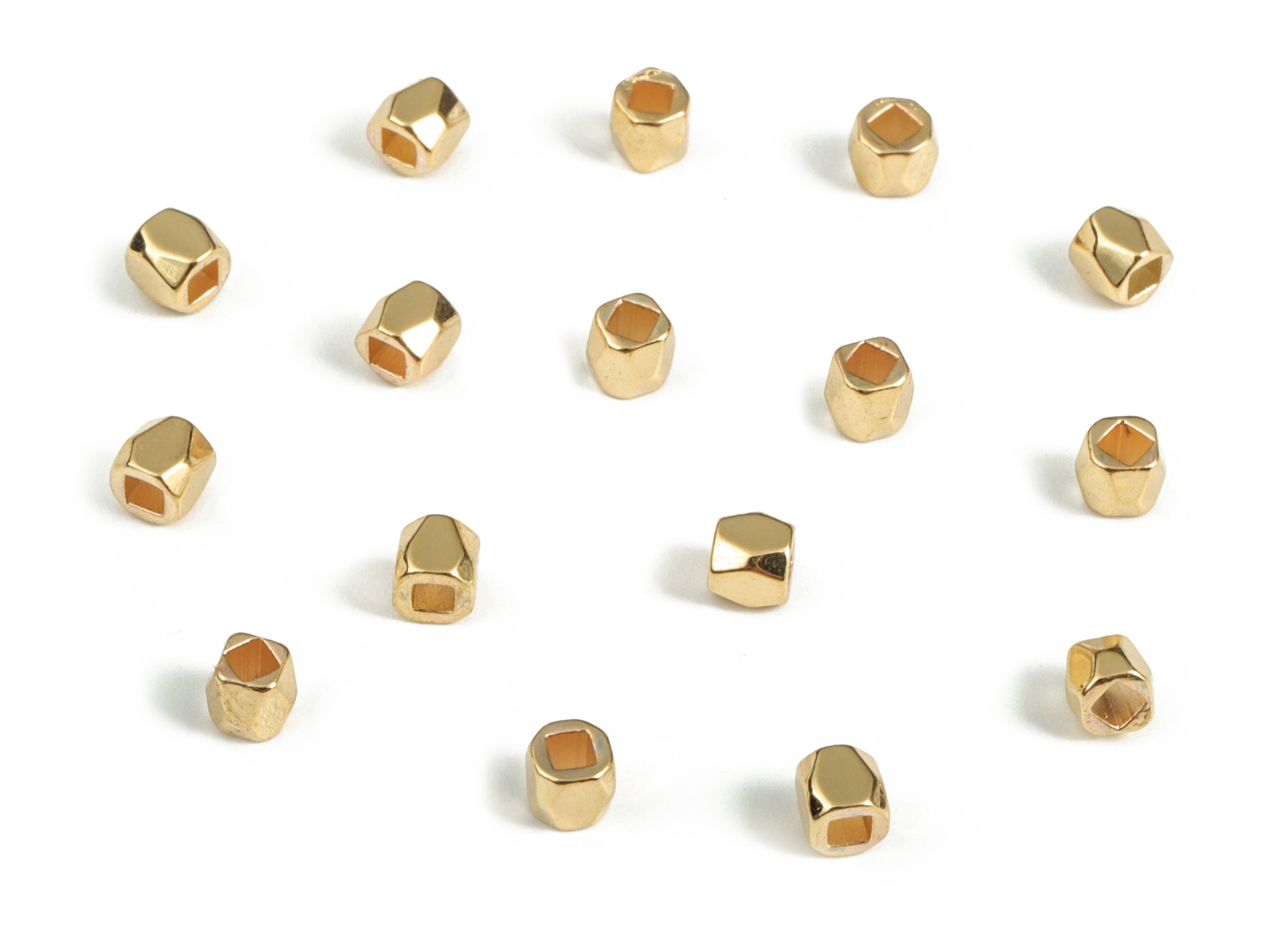 Brass Spacer Ball Beads - Golden Hexagon Spacer Ball Beads - 18K Real Gold Plated Brass - Jewelry Making Supplies - 2.91x2.95mm - RGP3164 - DOMEDBAZAAR