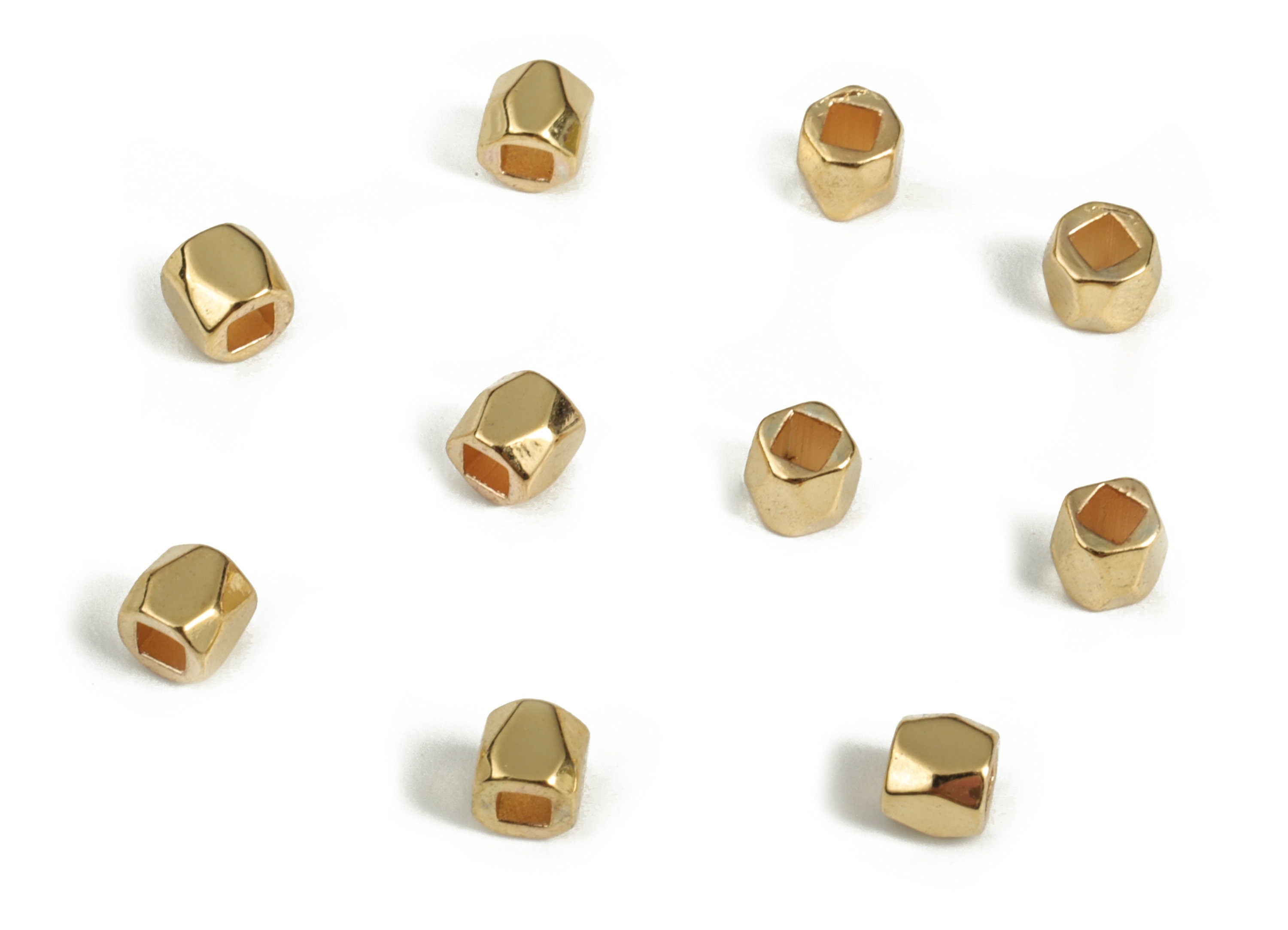 Brass Spacer Ball Beads - Golden Hexagon Spacer Ball Beads - 18K Real Gold Plated Brass - Jewelry Making Supplies - 2.91x2.95mm - RGP3164 - DOMEDBAZAAR