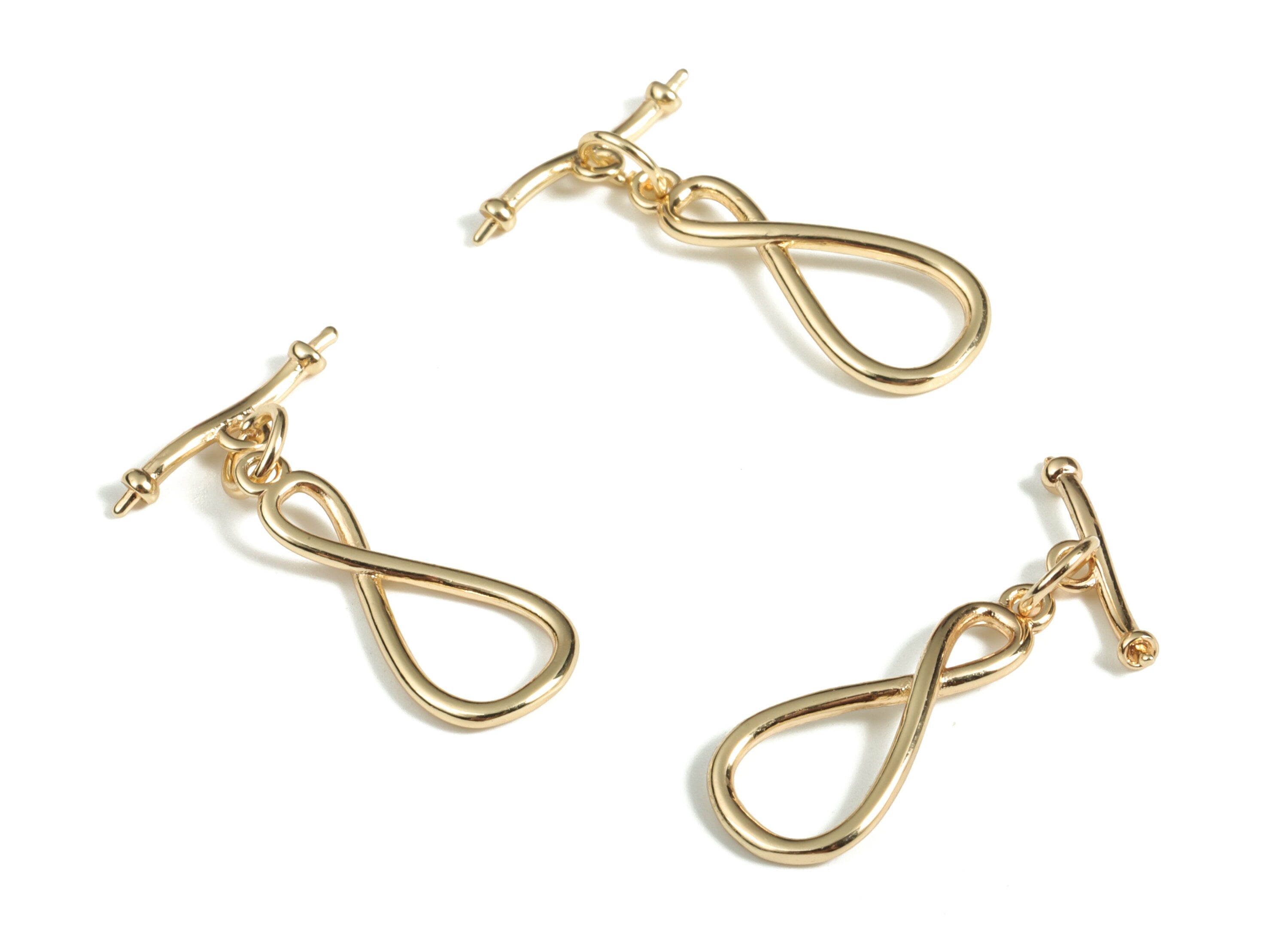 Brass Toggle Clasp - Brass Plated 8 Shape Toggle Clasp Set – 18K Real Gold Plated Brass – Jewelry Supplies - 20.36x4.61x1.38mm - RGP3056 - DOMEDBAZAAR