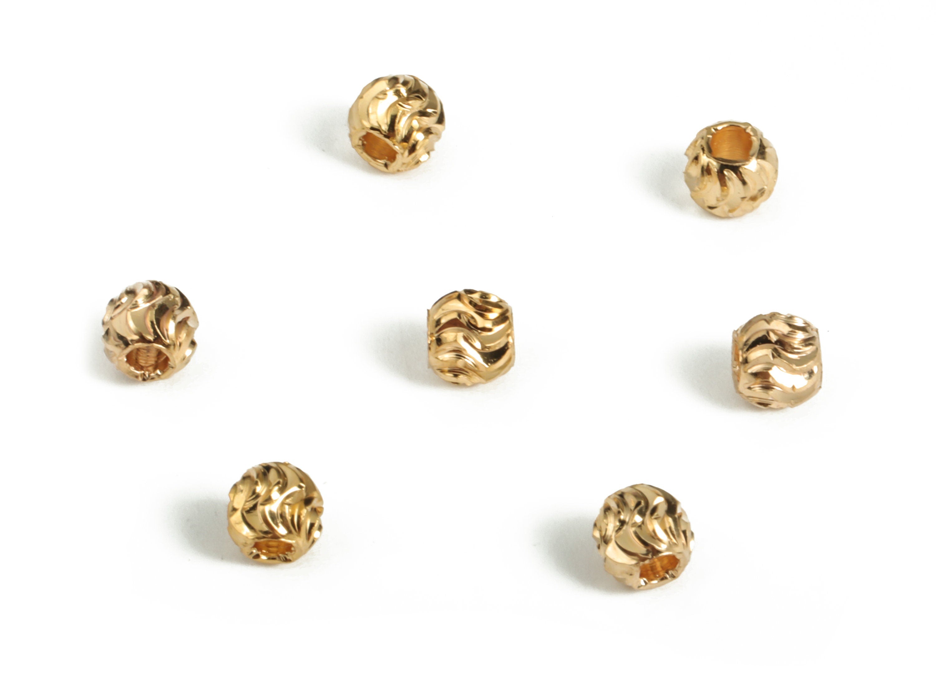 Gold Plated Round Bead - Gold Plated Round Charm - Round Beads - Jewelry Supplies - 18K Real Gold Plated Brass - 1.74x3.7x3.16mm - RGP3069 - DOMEDBAZAAR