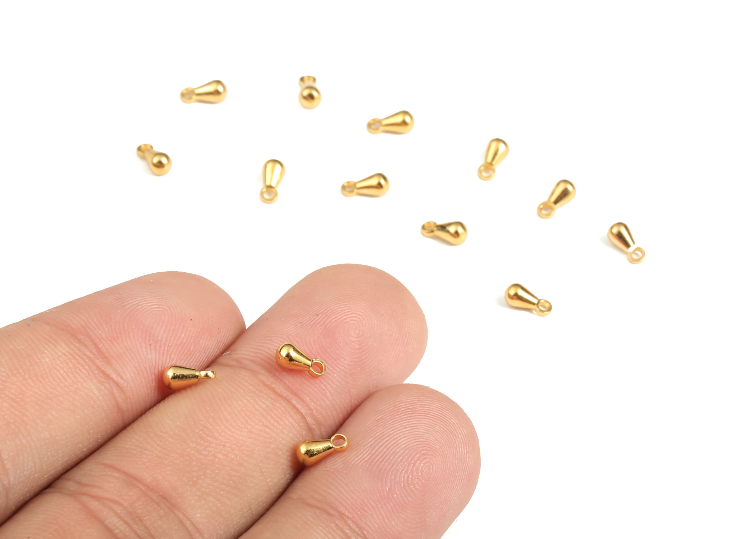 Brass Small Drop Earring Charms - Gold Small Drop Pendant - 18K Real Gold Plated Brass - Jewelry Making Supplies - 5.91x2.84mm - RGP3163 - DOMEDBAZAAR