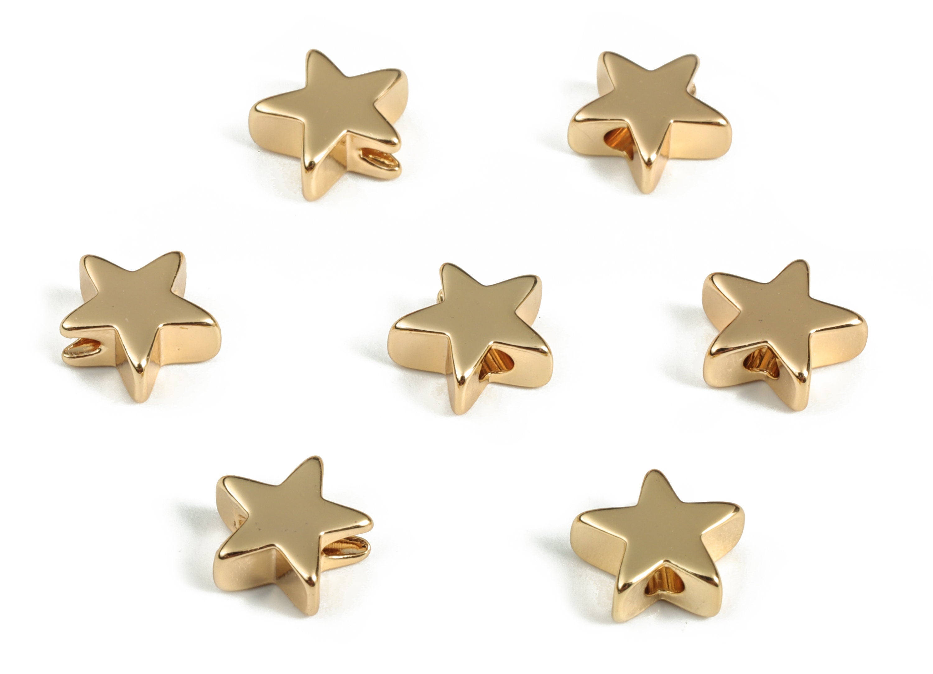 Brass Star Earring Charms - Gold Star Pendant - 18K Real Gold Plated Brass - Jewelry Making Supplies - 7.94x7.76x3.19mm - RGP3147 - DOMEDBAZAAR