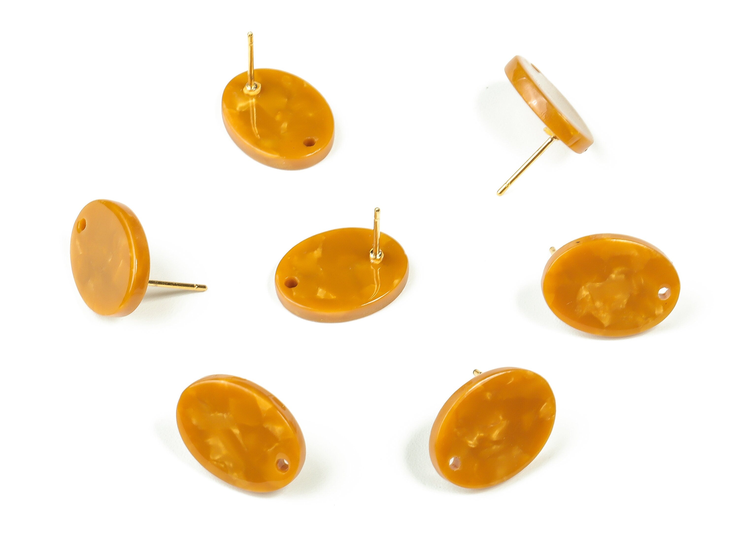 Acrylic Oval Earring Post - Acrylic Oval Stud - Gold Tone Plated Stud - Jewelry Supplies - Color Code: A661 - 16.2x12.2x2.6mm - AC2294-A661G - DOMEDBAZAAR