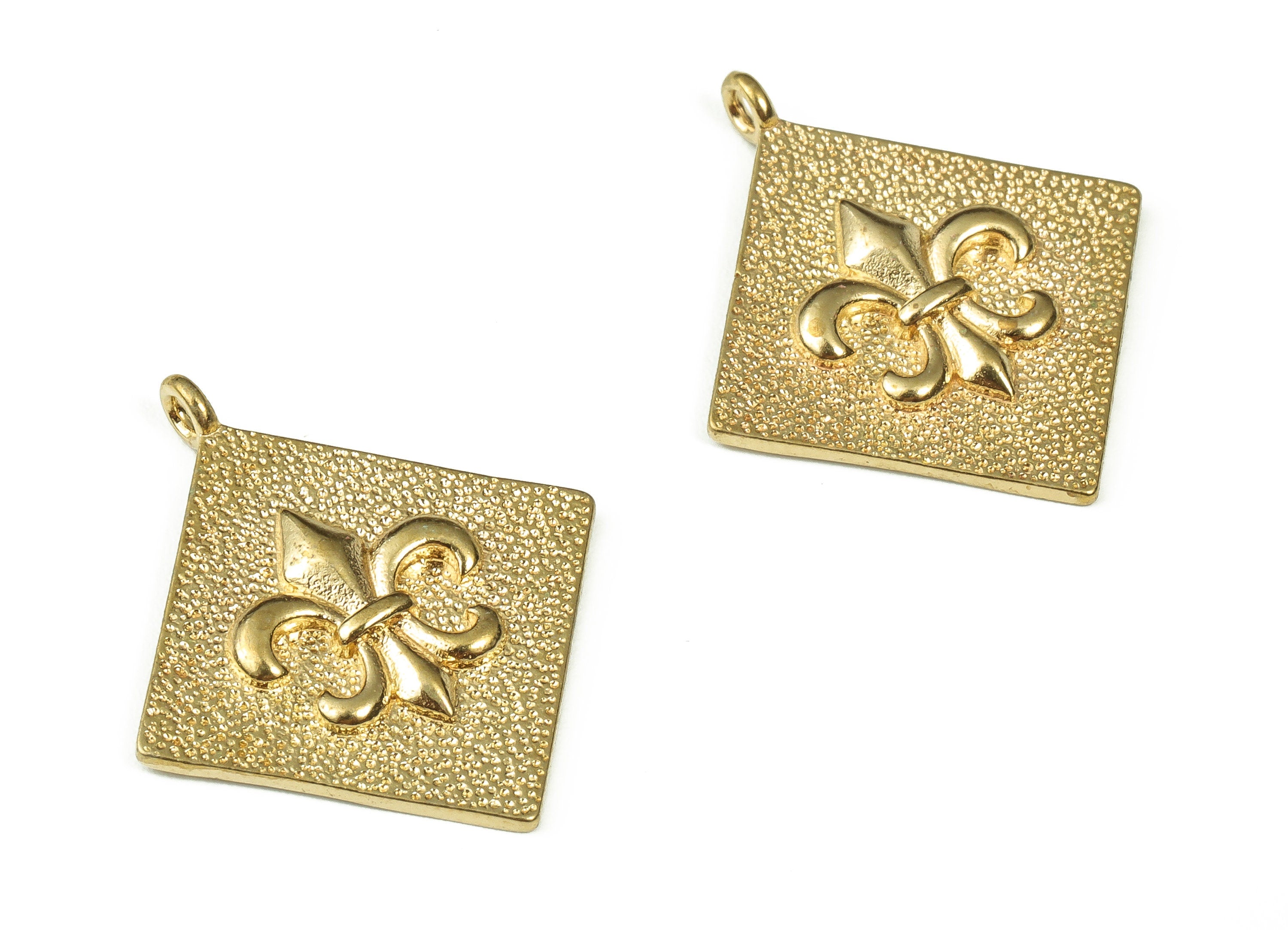 Raw Brass Square Earring Charms - Brass Flower Square Pendant Charms with Loops – DIY Jewelry Making Supplies - 24.72x21.96x1.9mm - PP4398 - DOMEDBAZAAR