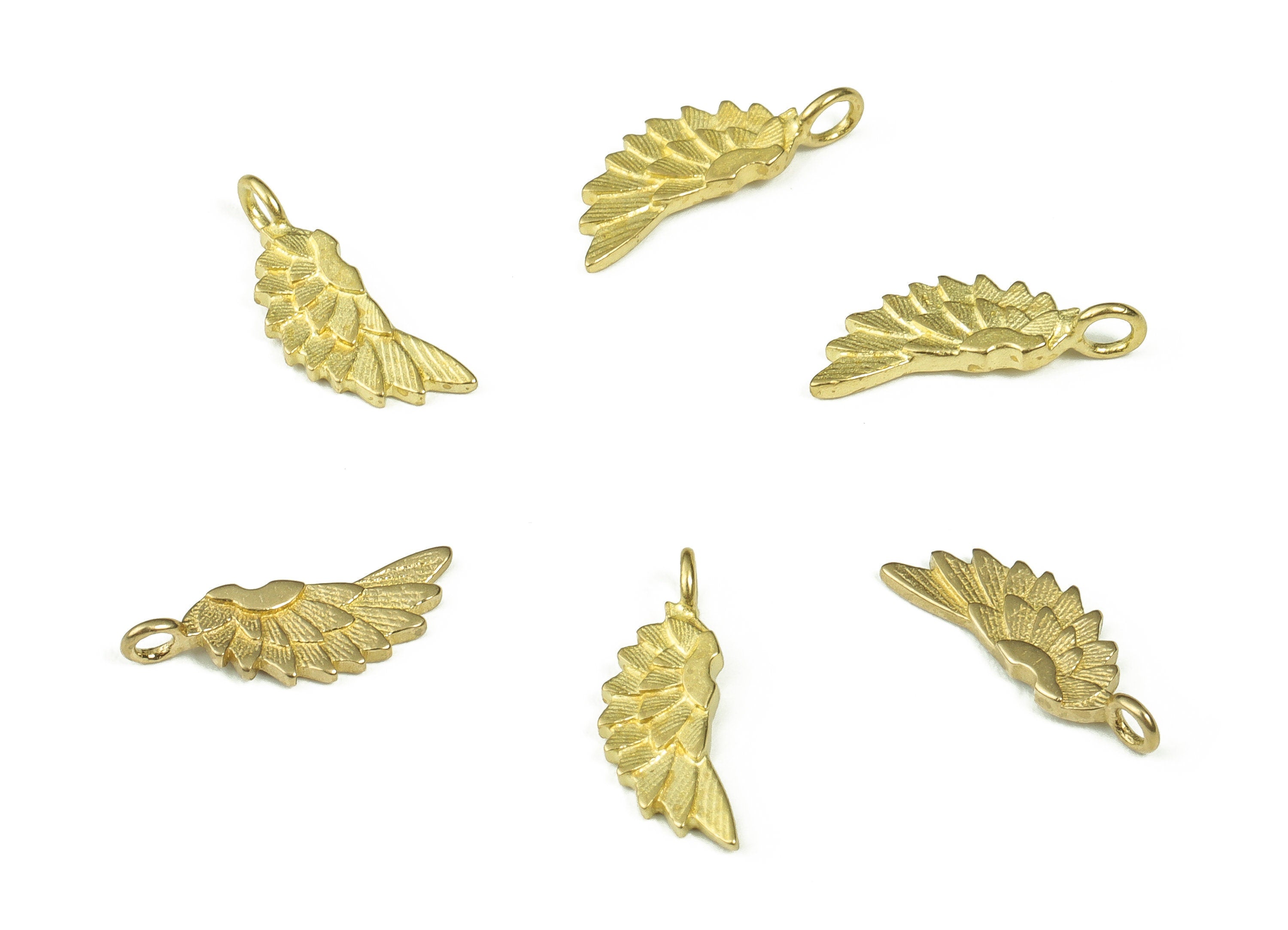 Brass Wing Charm Pendant Charm - Raw Brass Geometric Angel Wing Earring Charm - Jewelry Making Supplies - 14.23x5.28x1.1mm - PP4401 - DOMEDBAZAAR