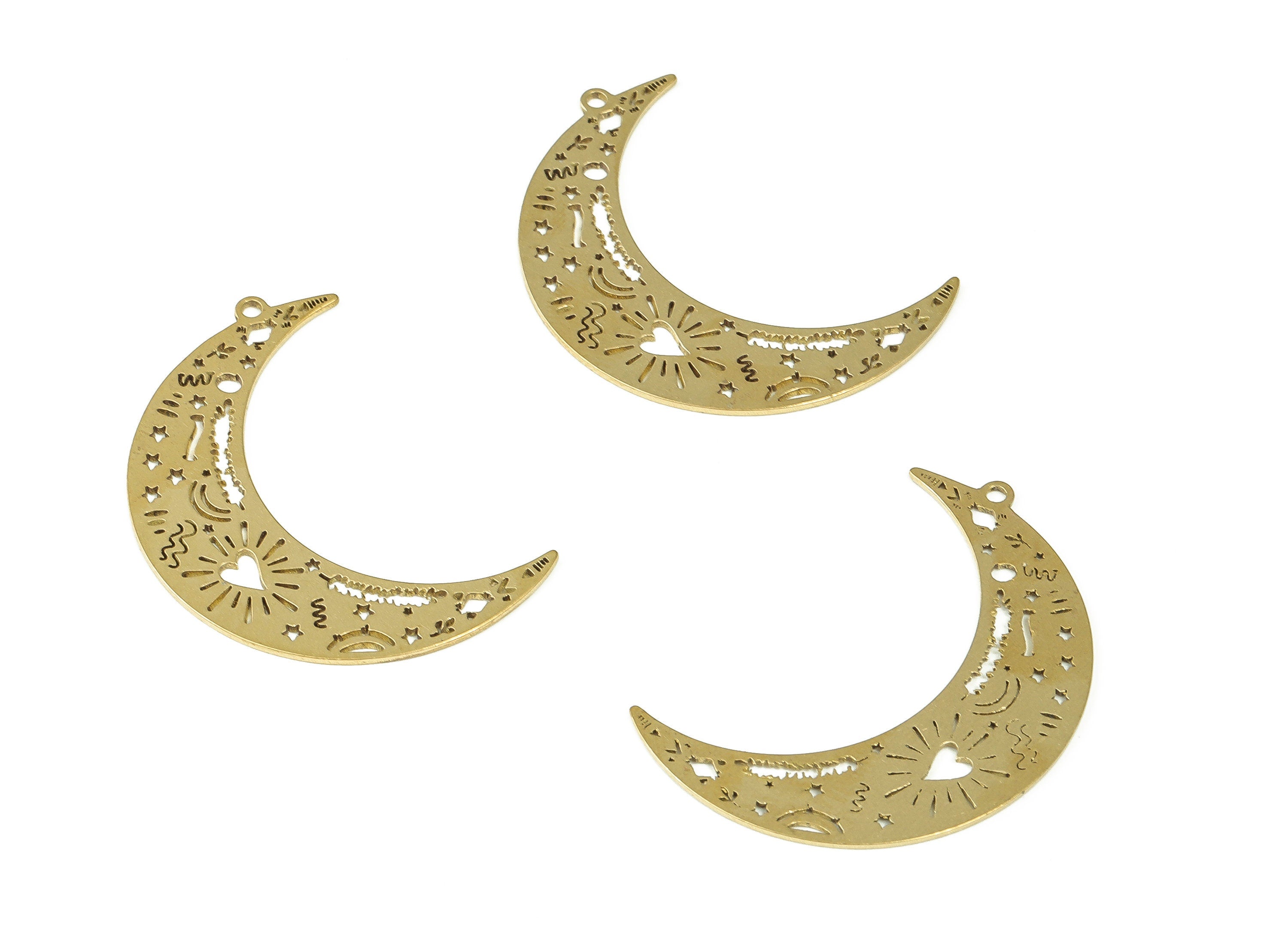 Raw Brass Crescent Moon Earrings Charm - Brass Moon Pendant - Fashion Moon Charm – DIY Jewelry Supplies - 35.87x24.57x0.7mm - PP4310 - DOMEDBAZAAR