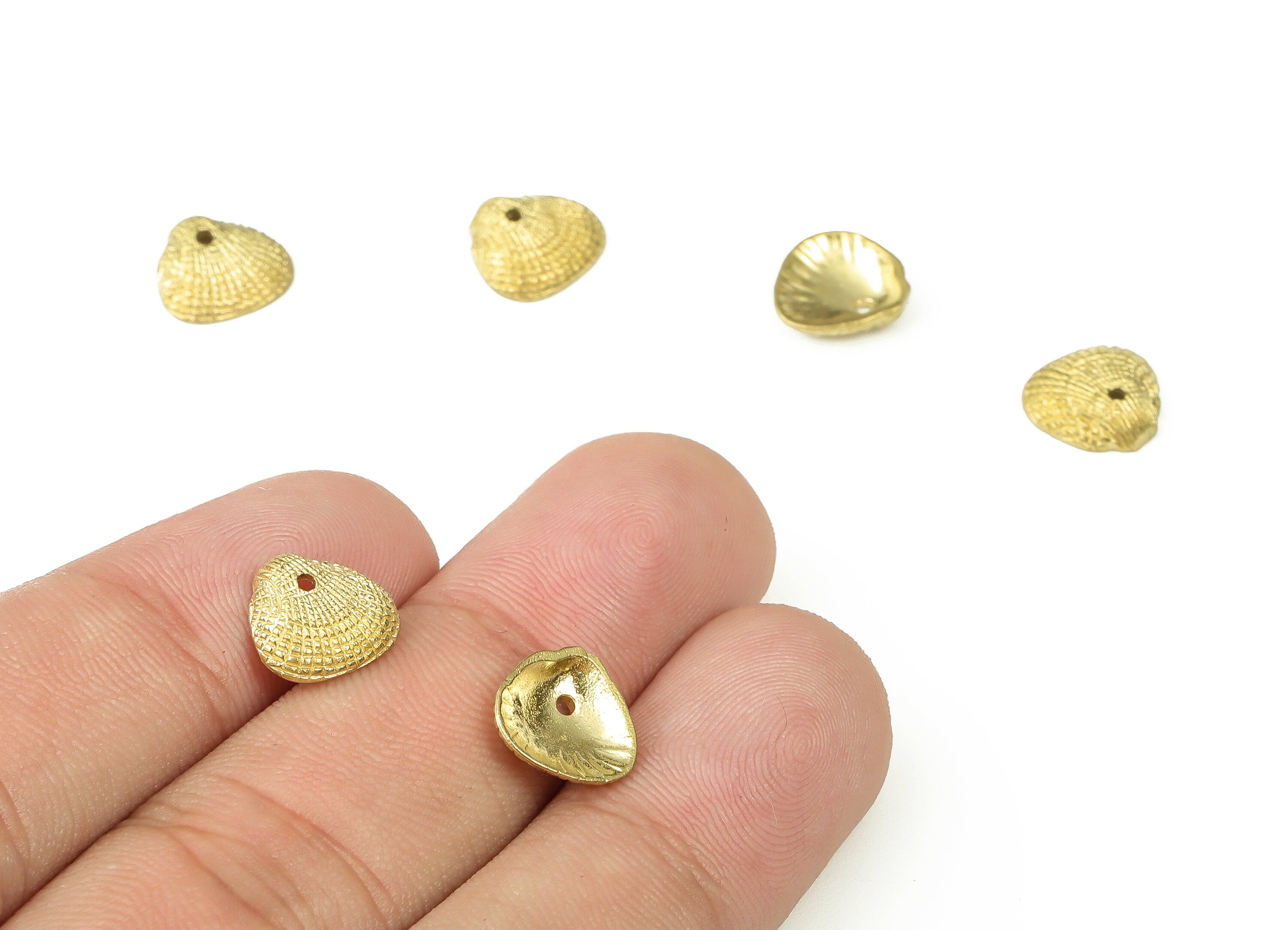 Raw Brass Sea Shell Charm Pendant – Sea Shell Charms - Brass Sea Shell Earrings Charms - Jewelry Making Supplies - 10.07x9.78x1.36mm- PP4400 - DOMEDBAZAAR
